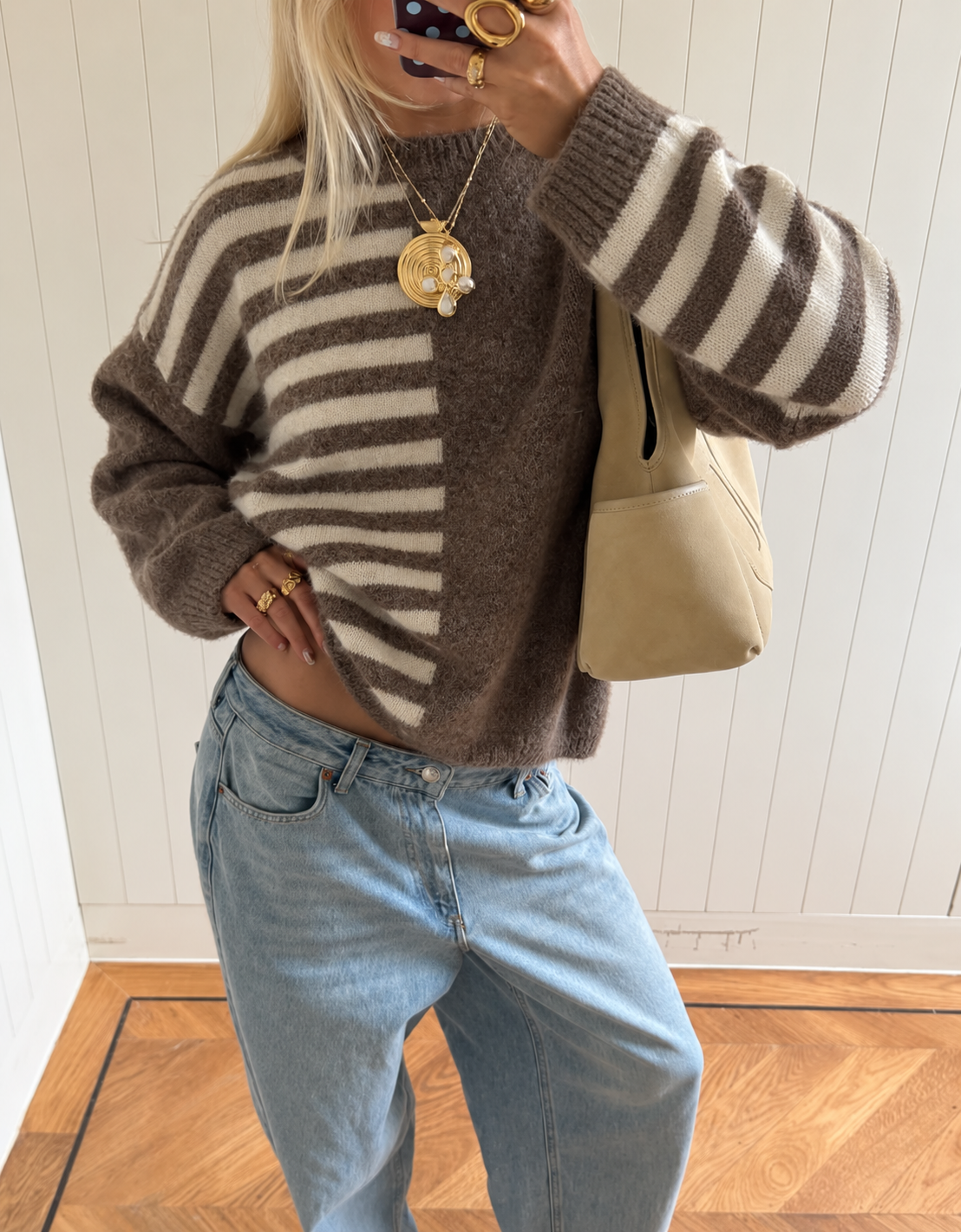 Livia Striped Knit – taupe