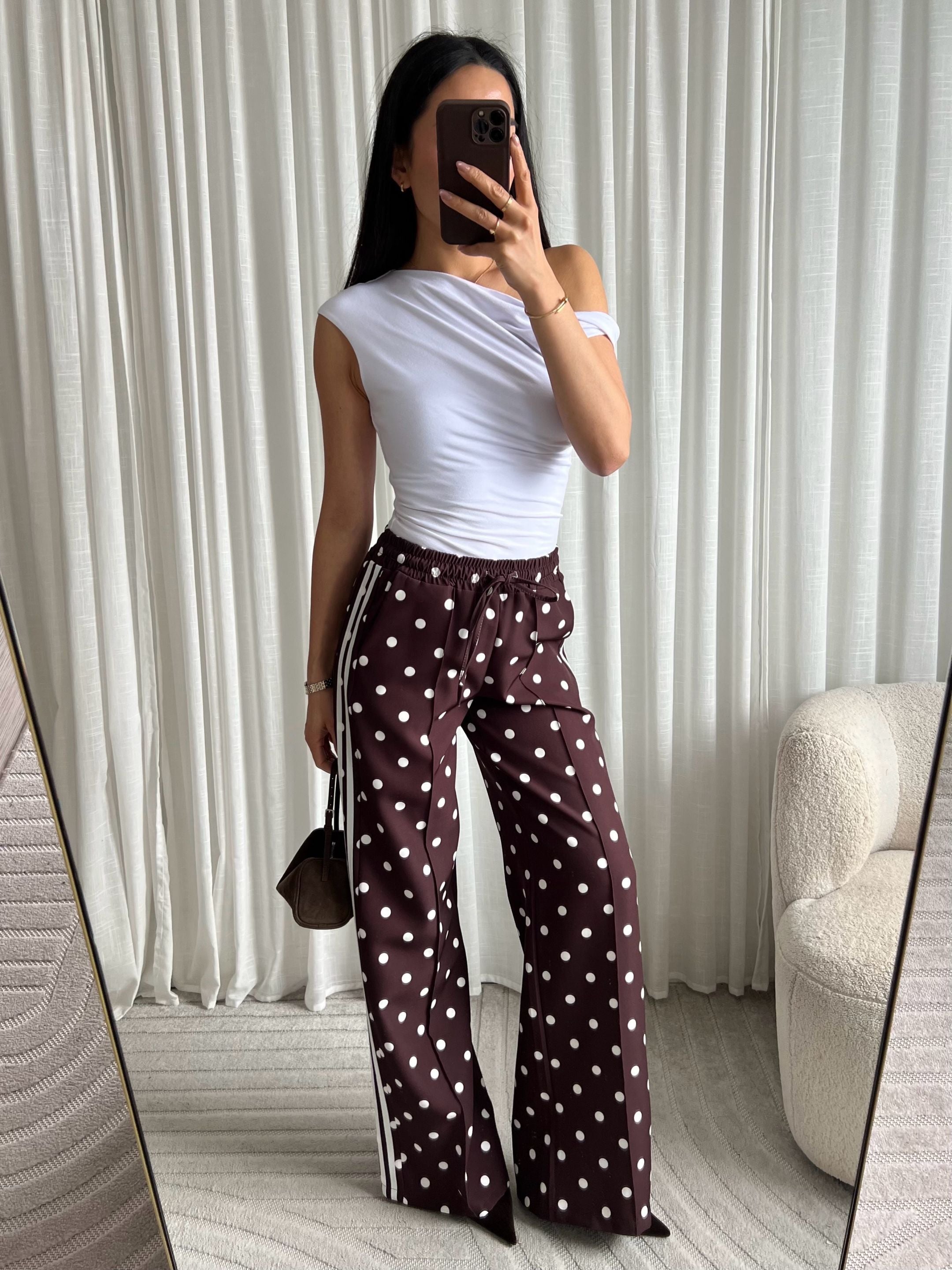 Limited polka dots pants brown