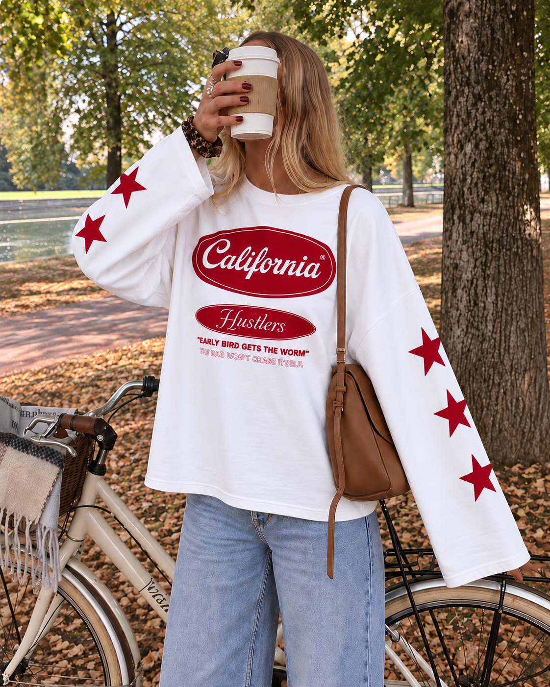 California sweatshirt white red