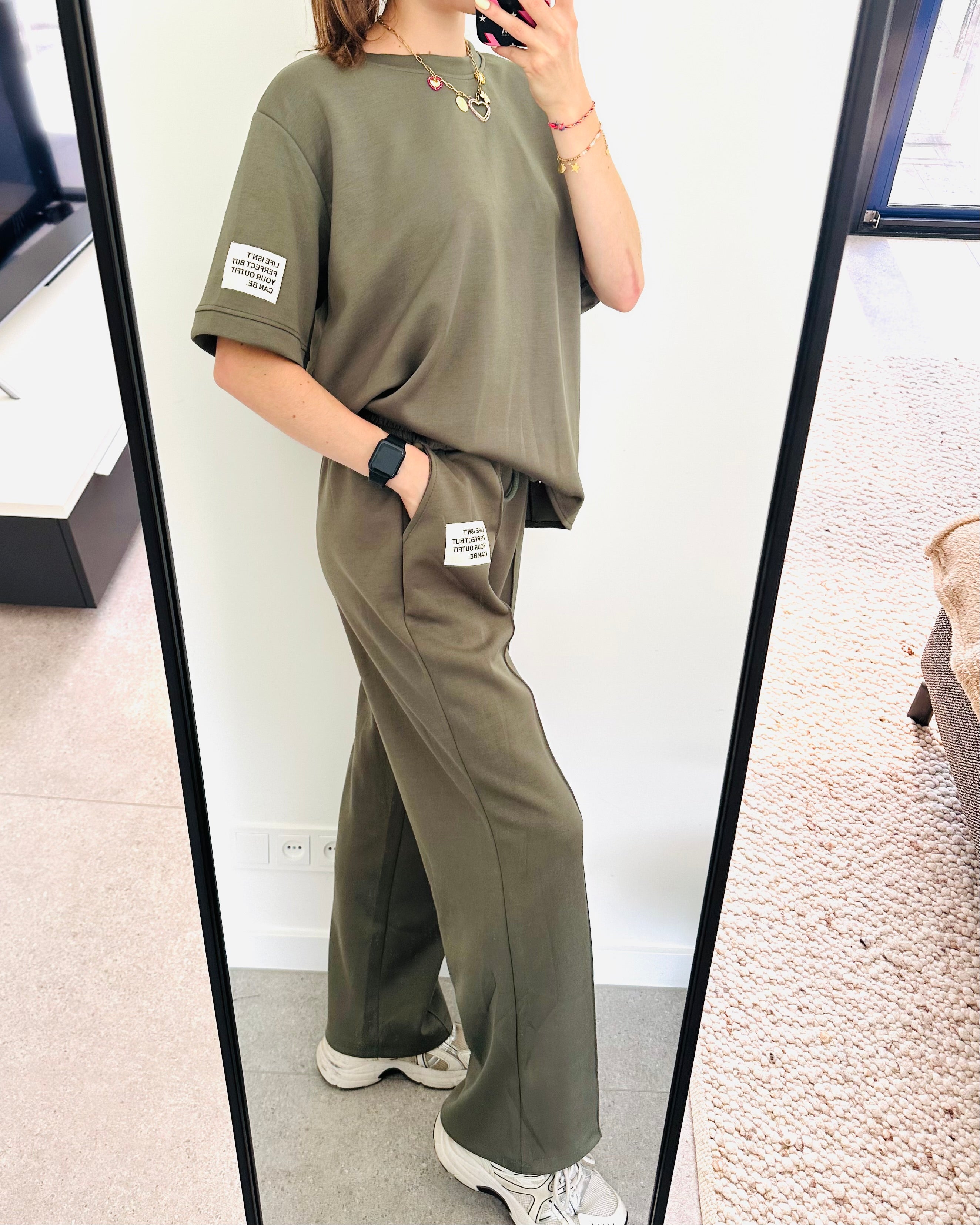 Oversized amy set lange broek khaki