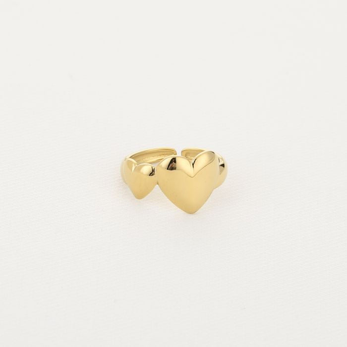 Double heart ring goud
