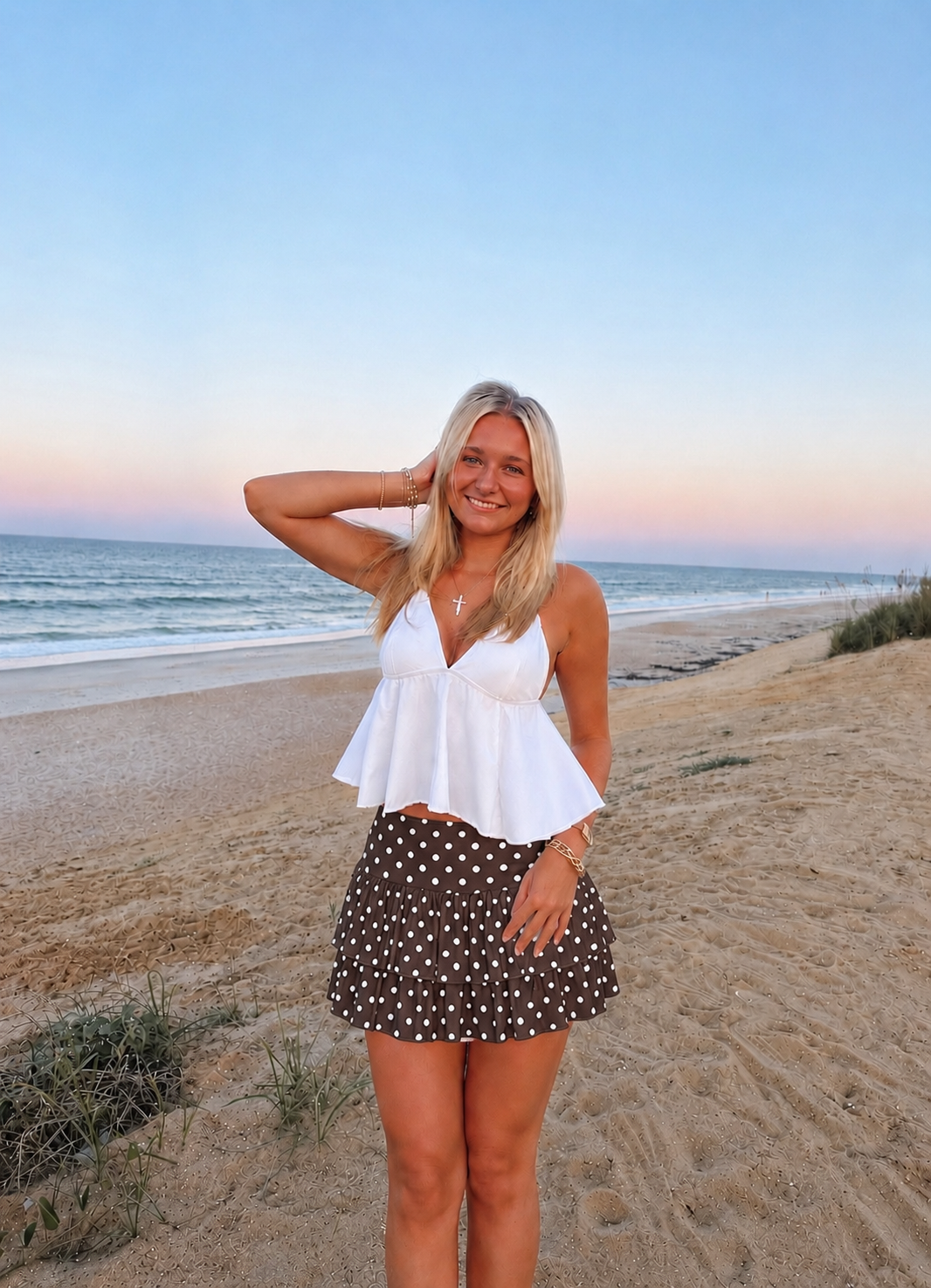Polka dot skirt brown