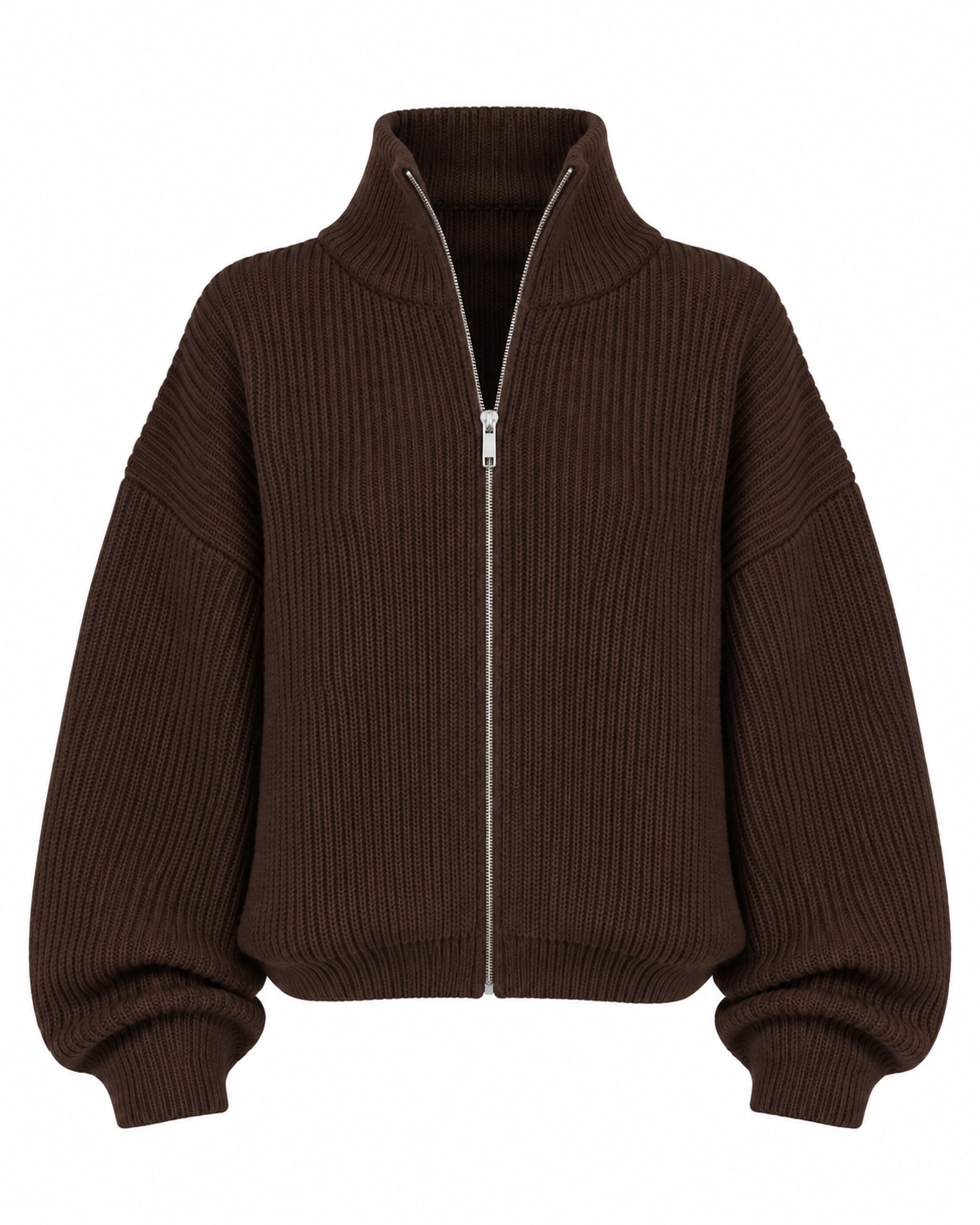 Essential Zip Knit bruin