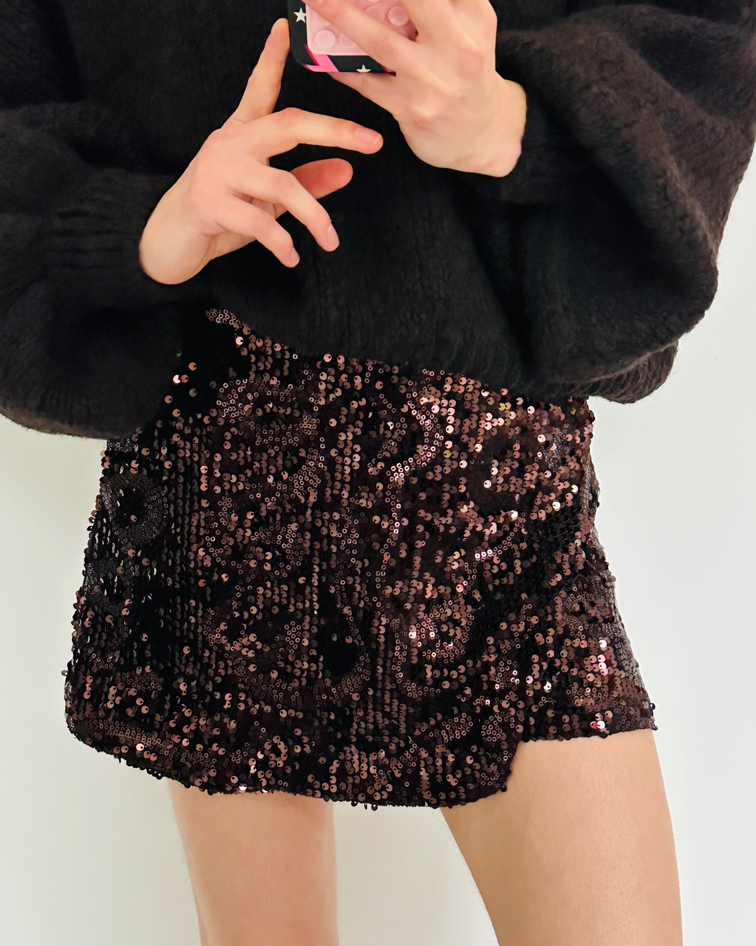 Glitter broekrokje coffee