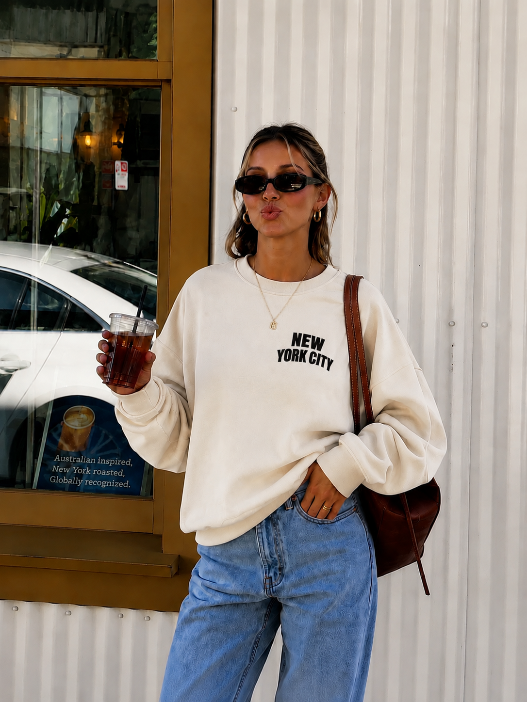 New York city sweater cream