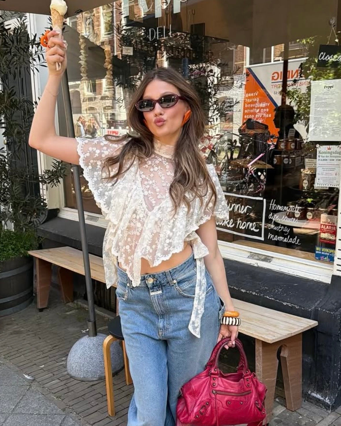 Limited lace bow top