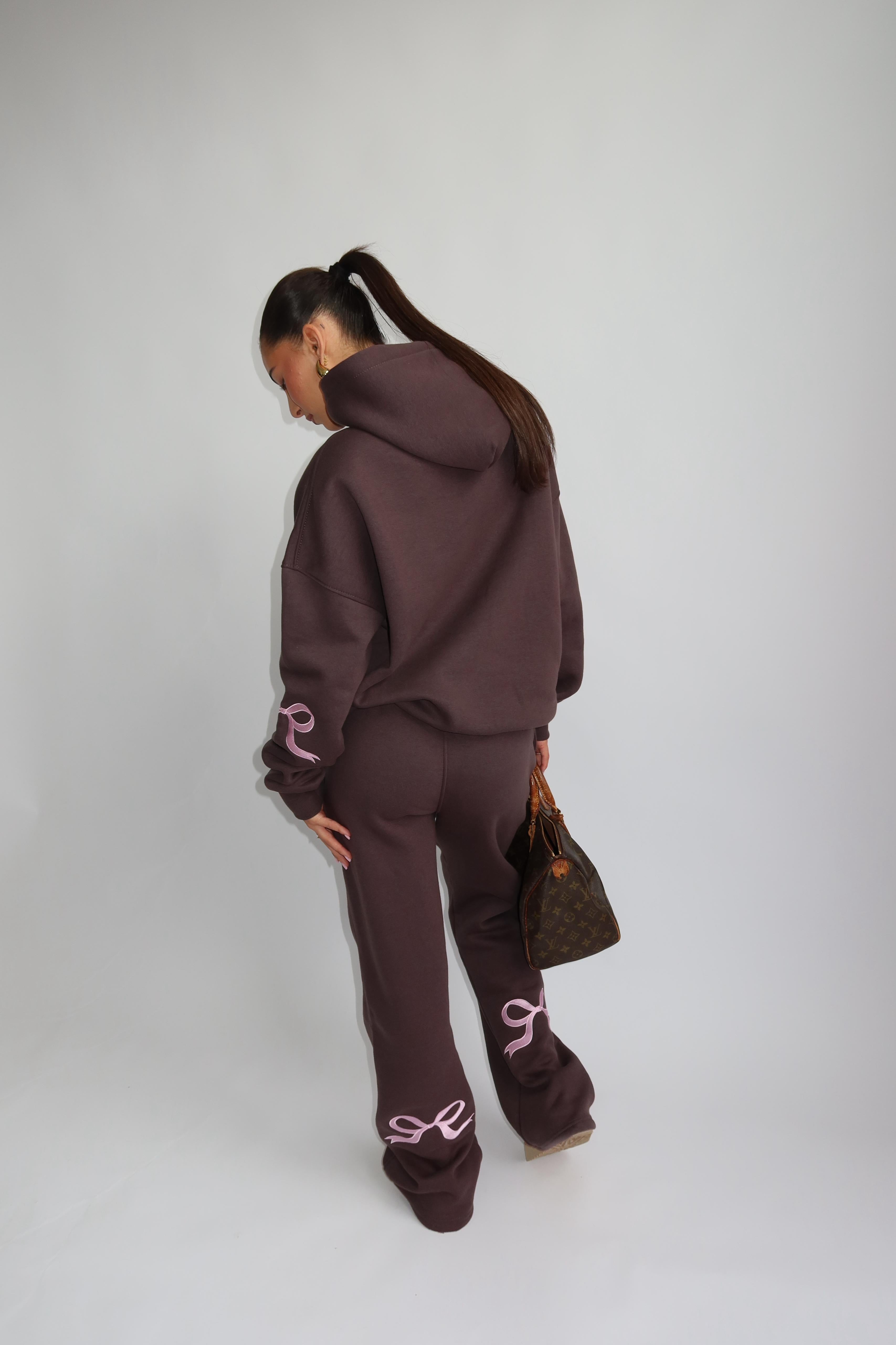 Strikjes hoodie Brown