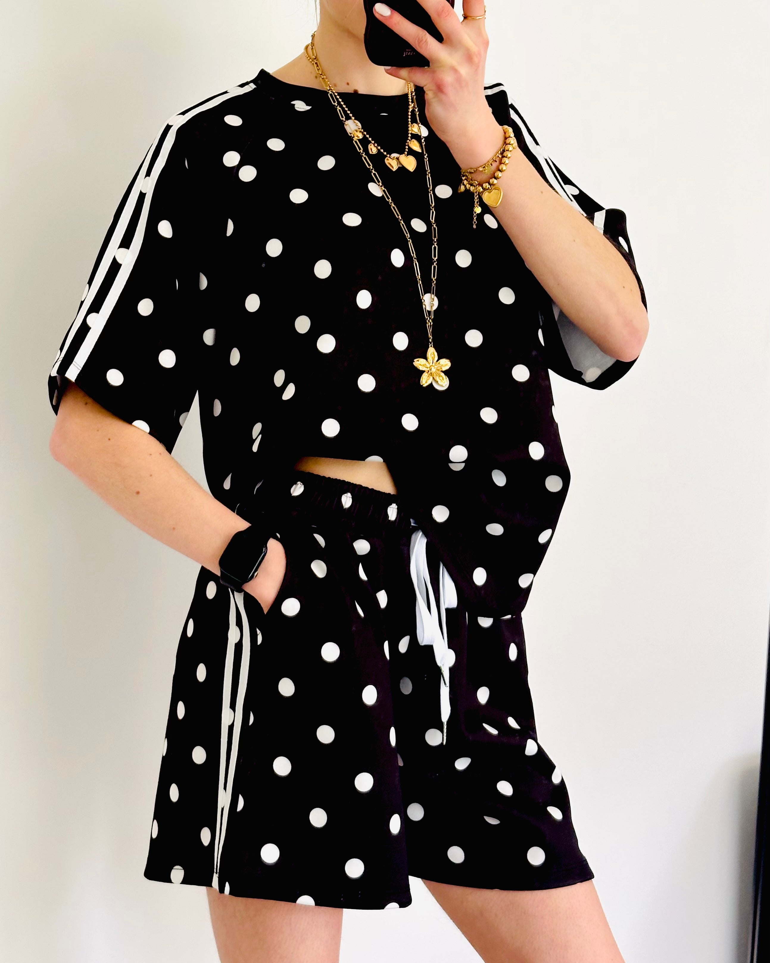 Amy set polka dots zwart
