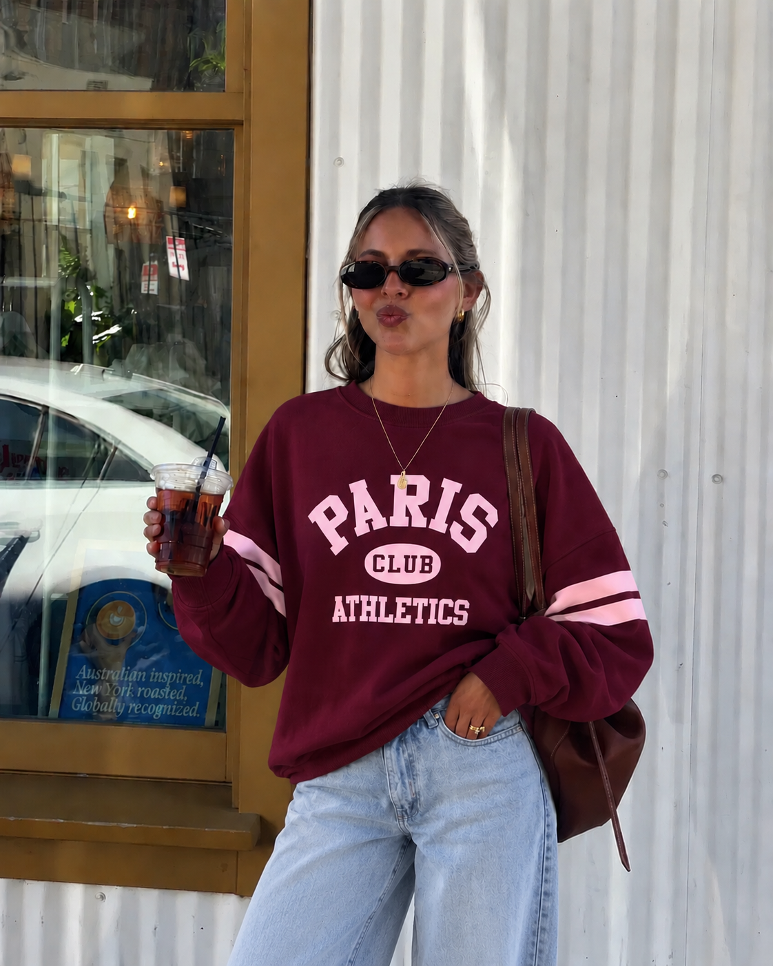 Paris club sweater bordeaux pink