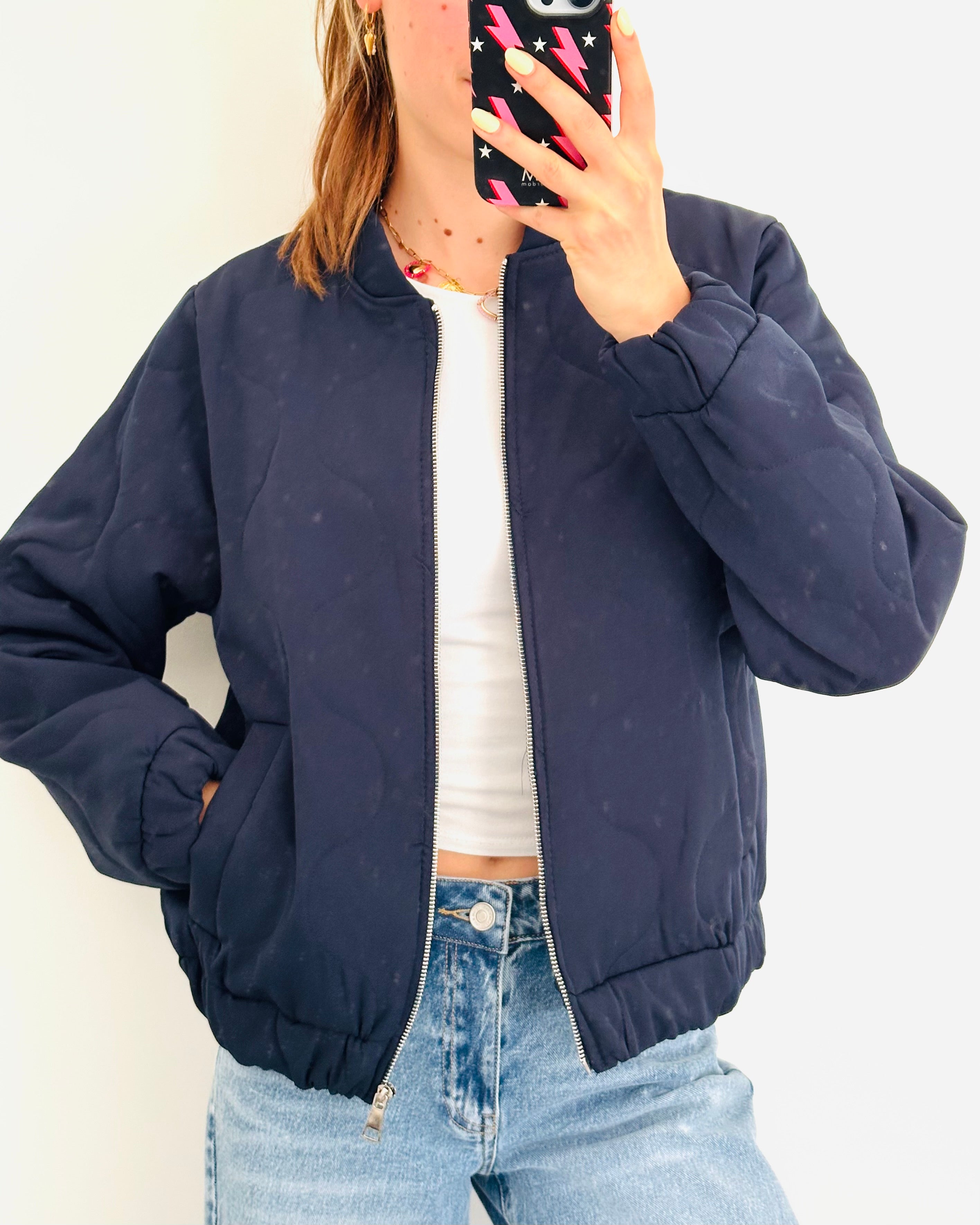 Bomber jacket rits navy