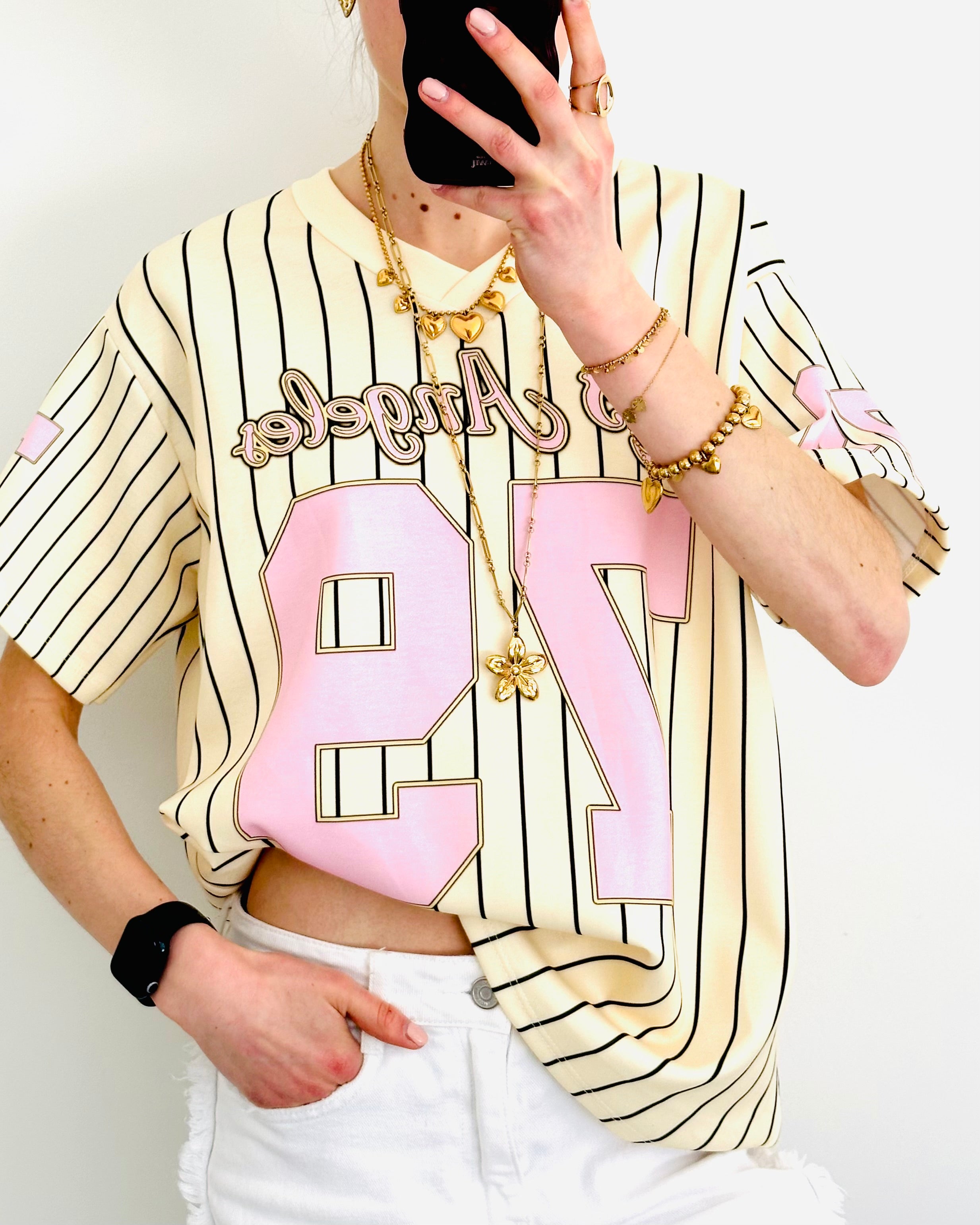 Faya Baseball shirt stripe yellow