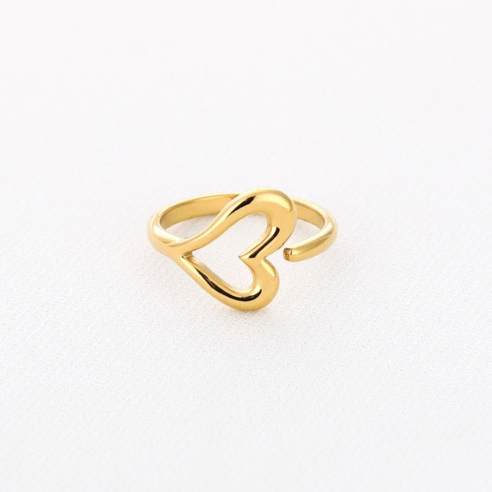 Open heart ring goud