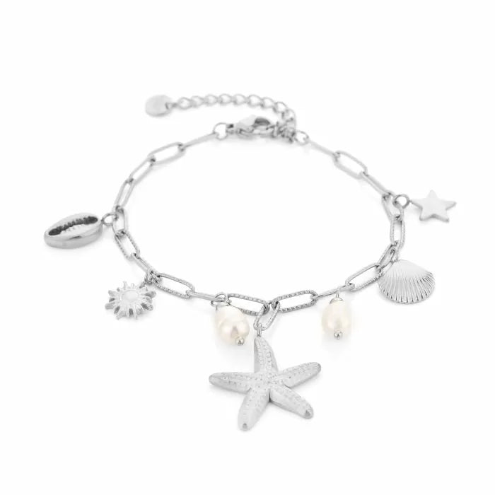 armband summer shell zilver