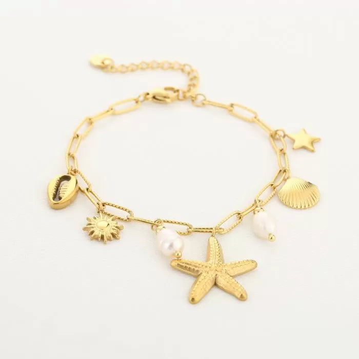 armband summer shell goud