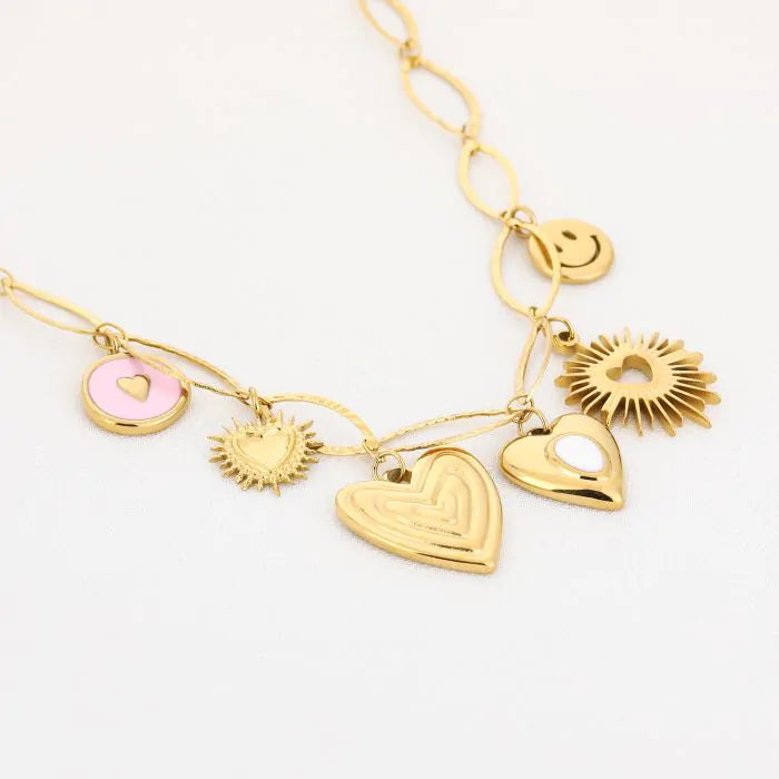 Good heart ketting goud roze