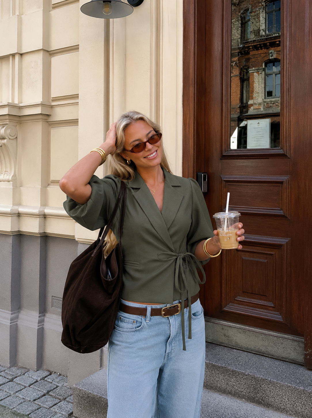 Elin wrap blazer khaki