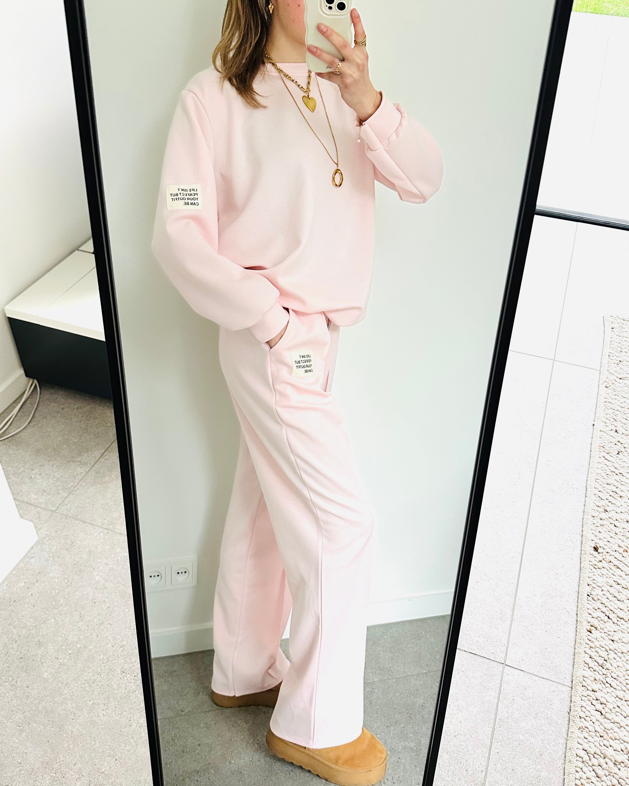 Oversized amy set lange mouw baby pink