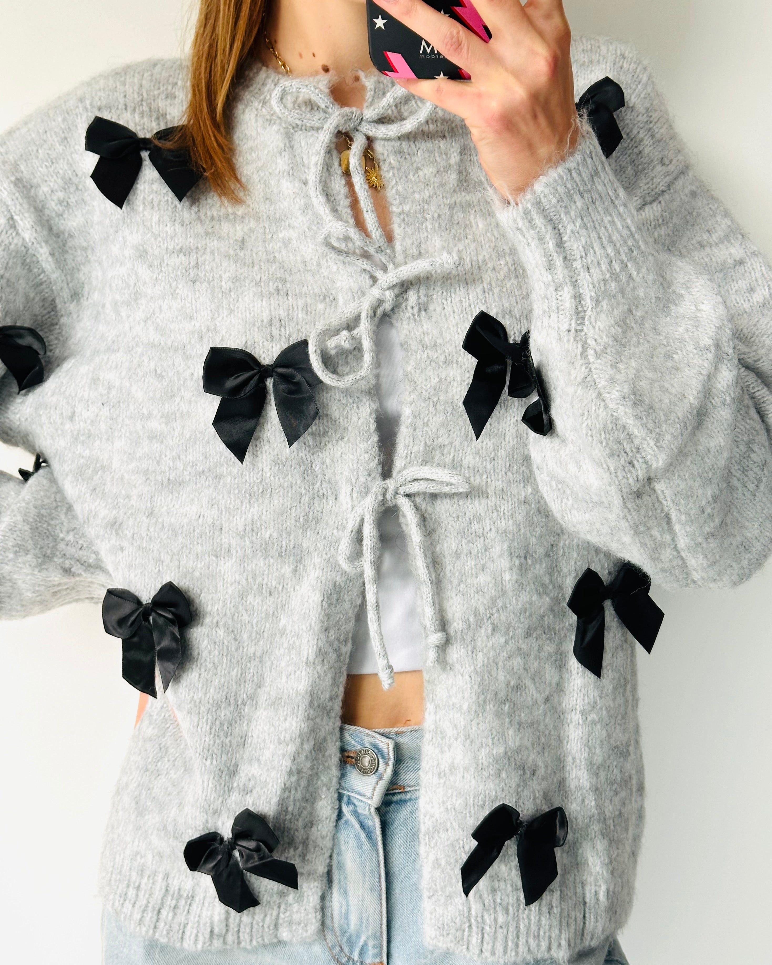 Bow cardigan grey