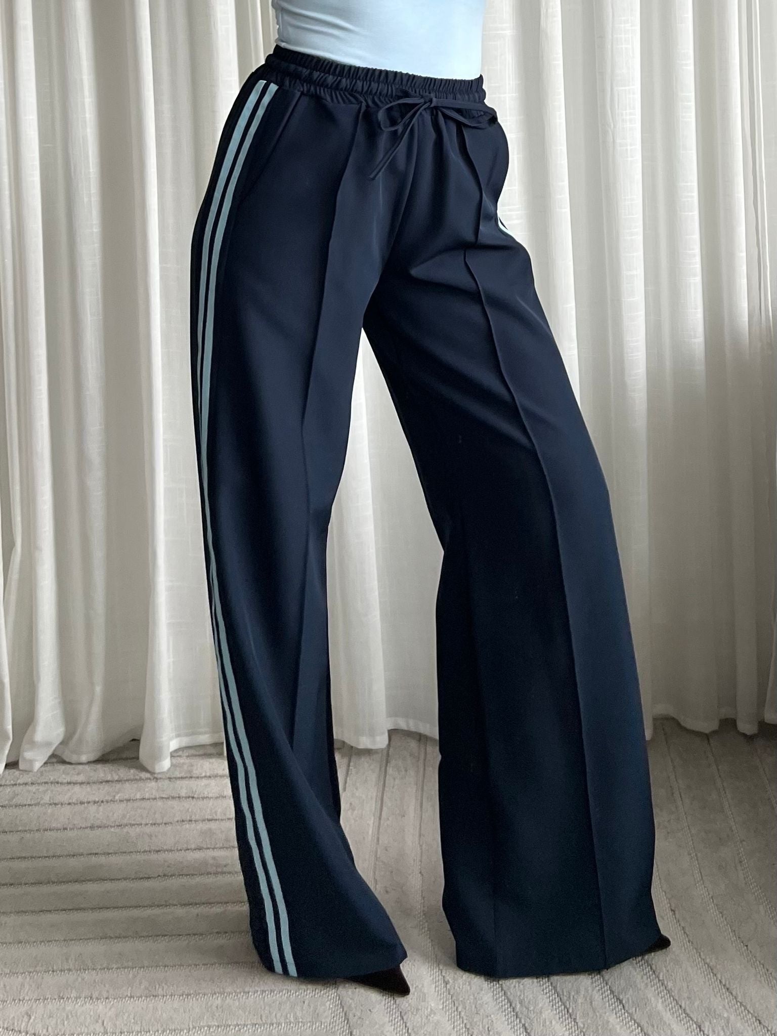 Limited striped pants navy blue