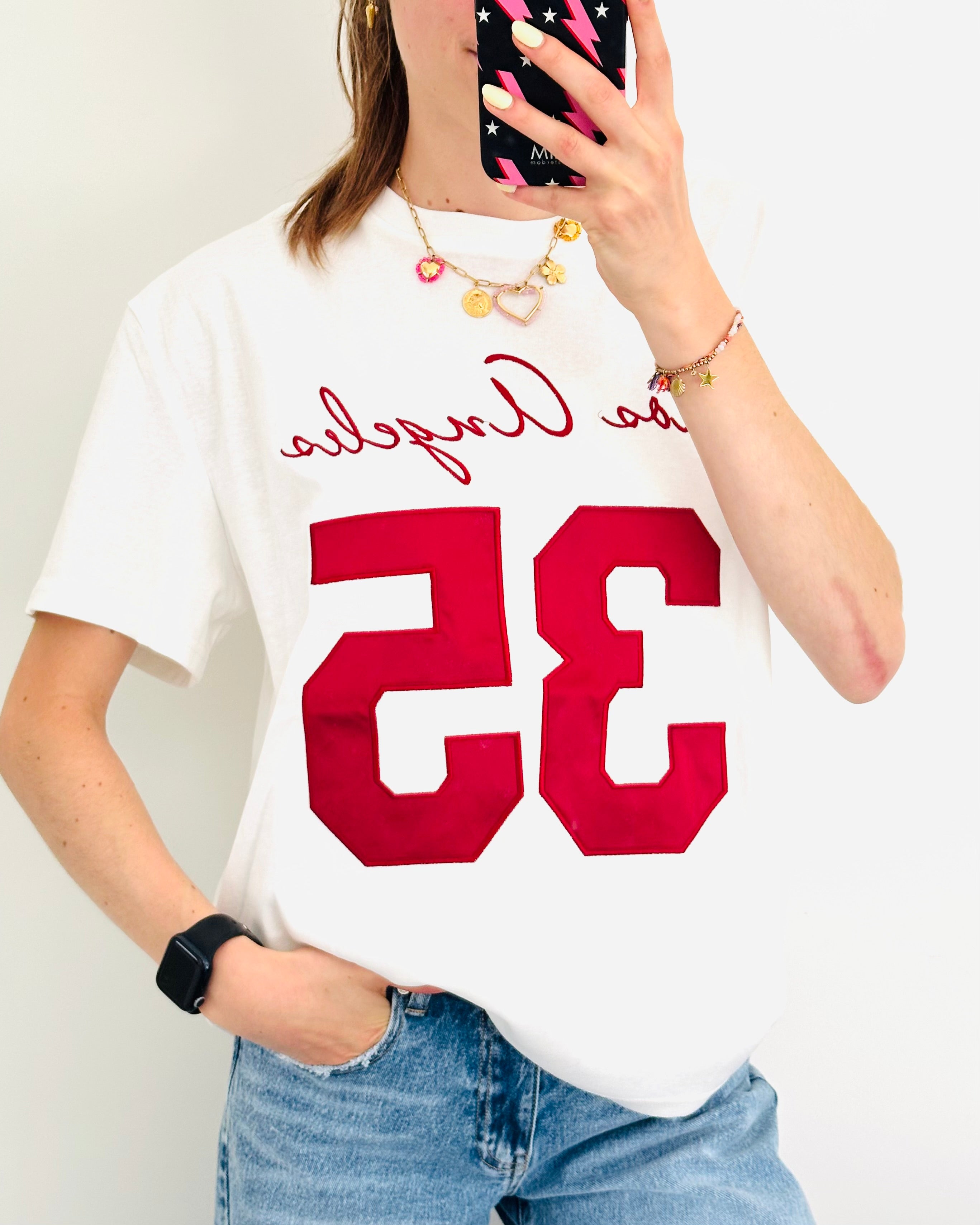 Los Angeles baseball shirt white burgundy