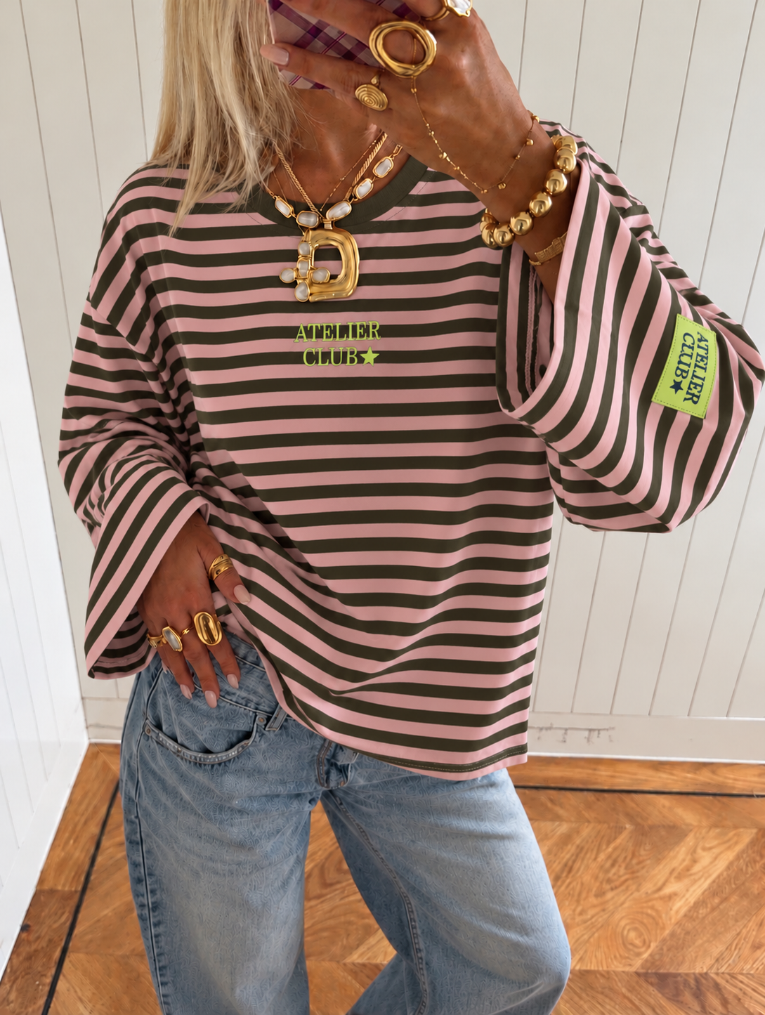 Atelier Club Sweatshirt Pink/Khaki