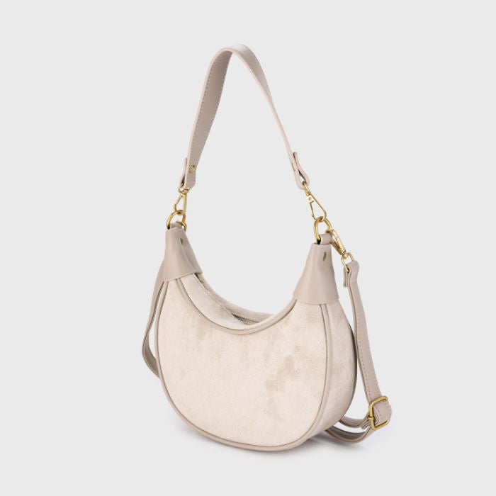 Moon bag suede cream