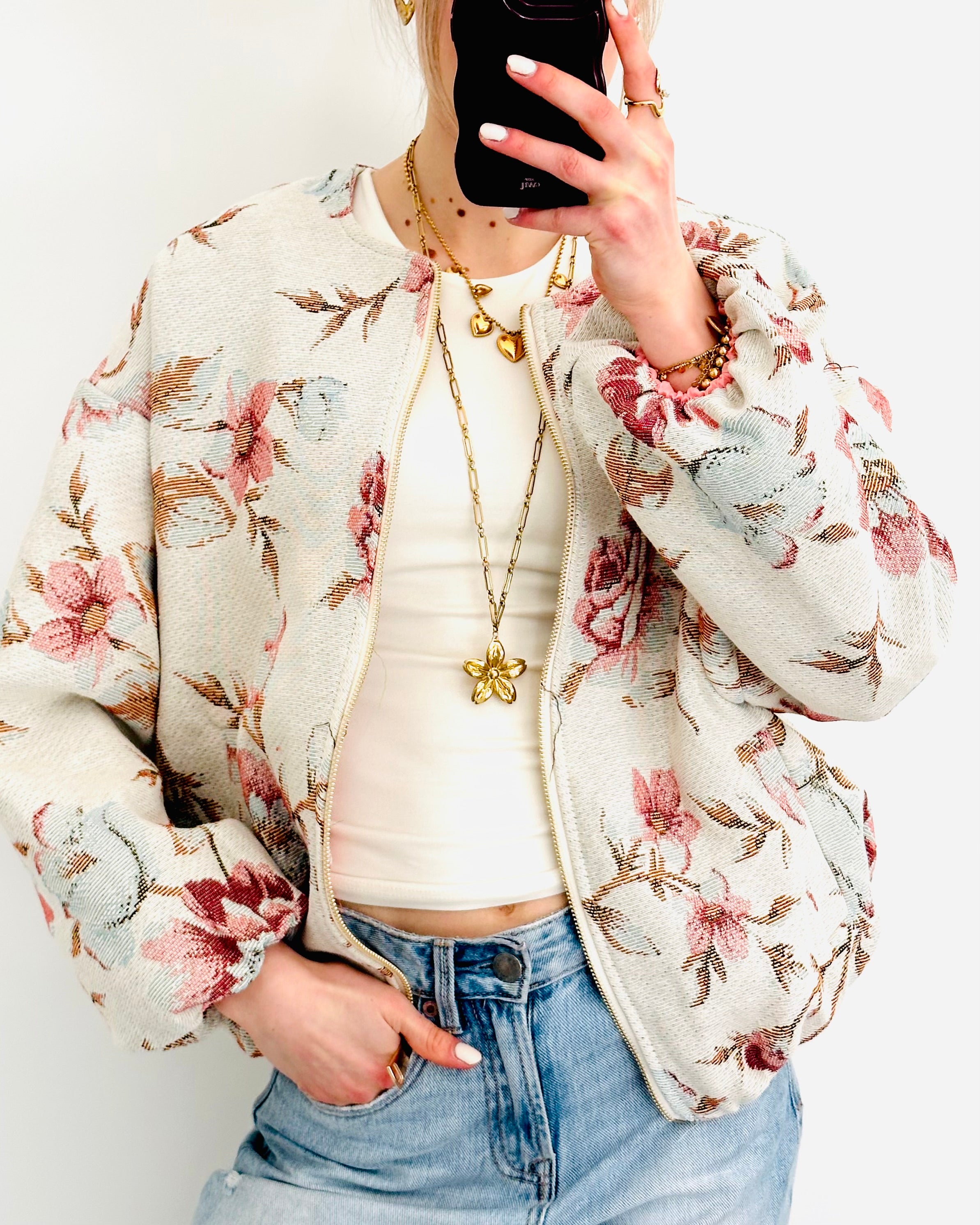 Limited flower jacket pink