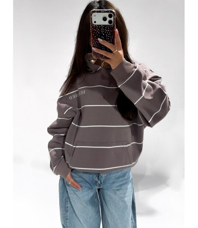 Redefined striped hoodie warm taupe