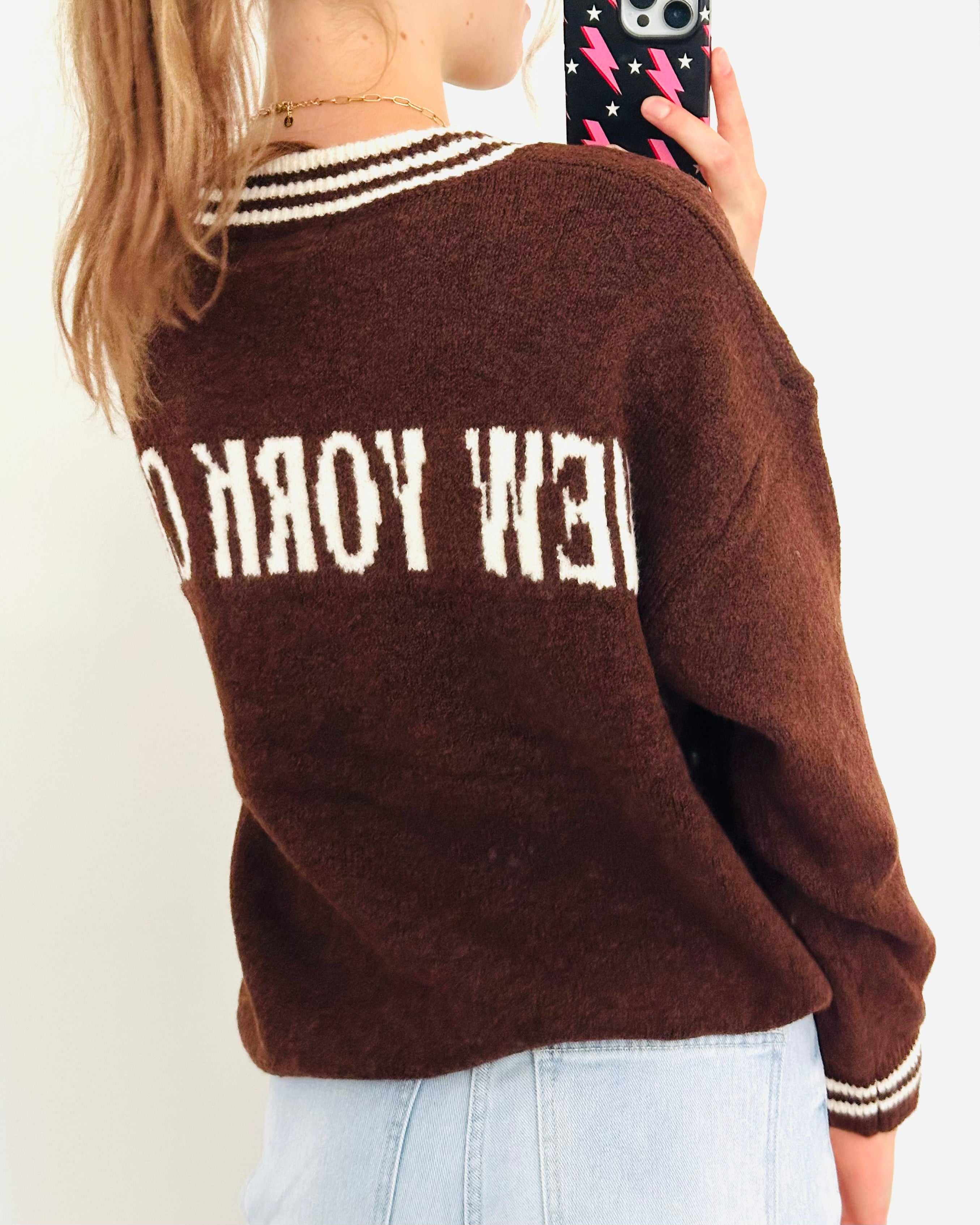 Baseball sweater brown