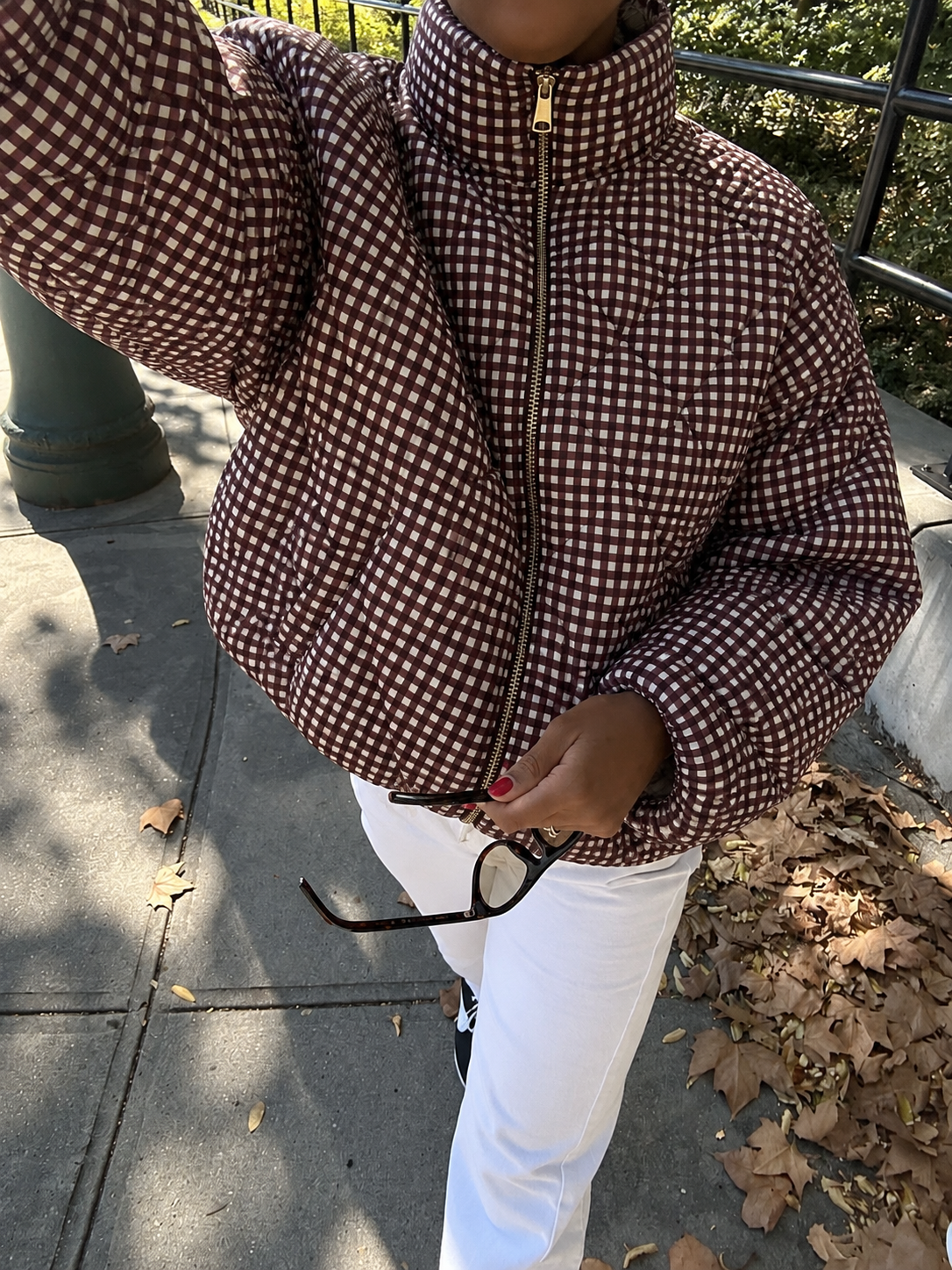 Mila Checkered Puffer Jacket bordeaux