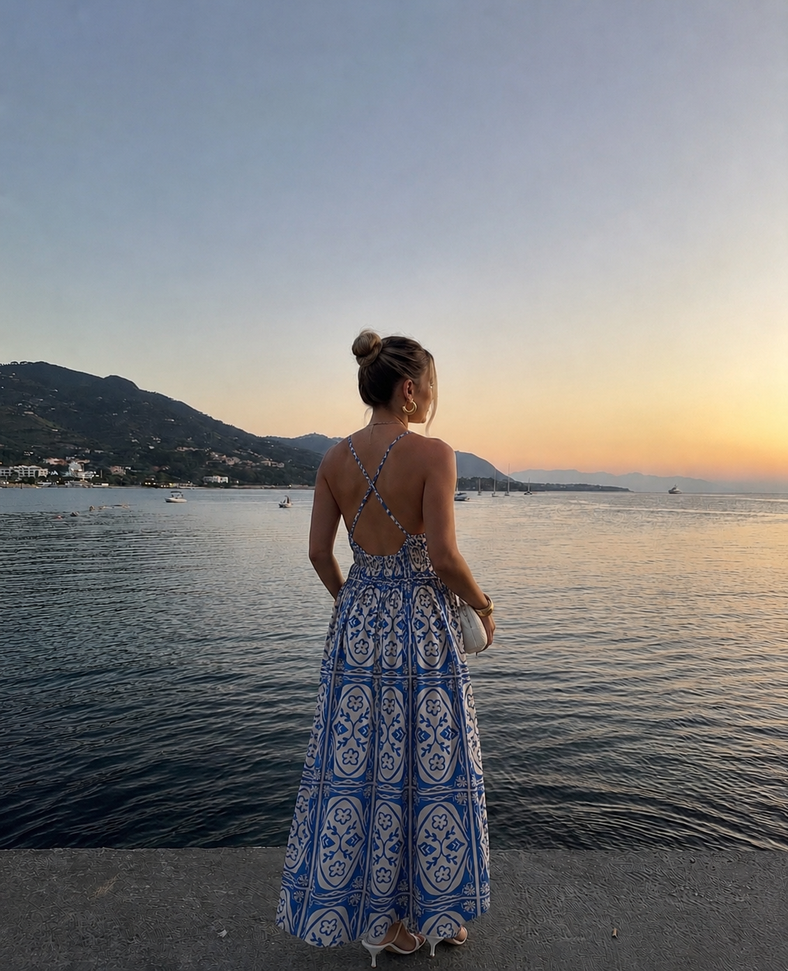 Mykonos summer dress blue