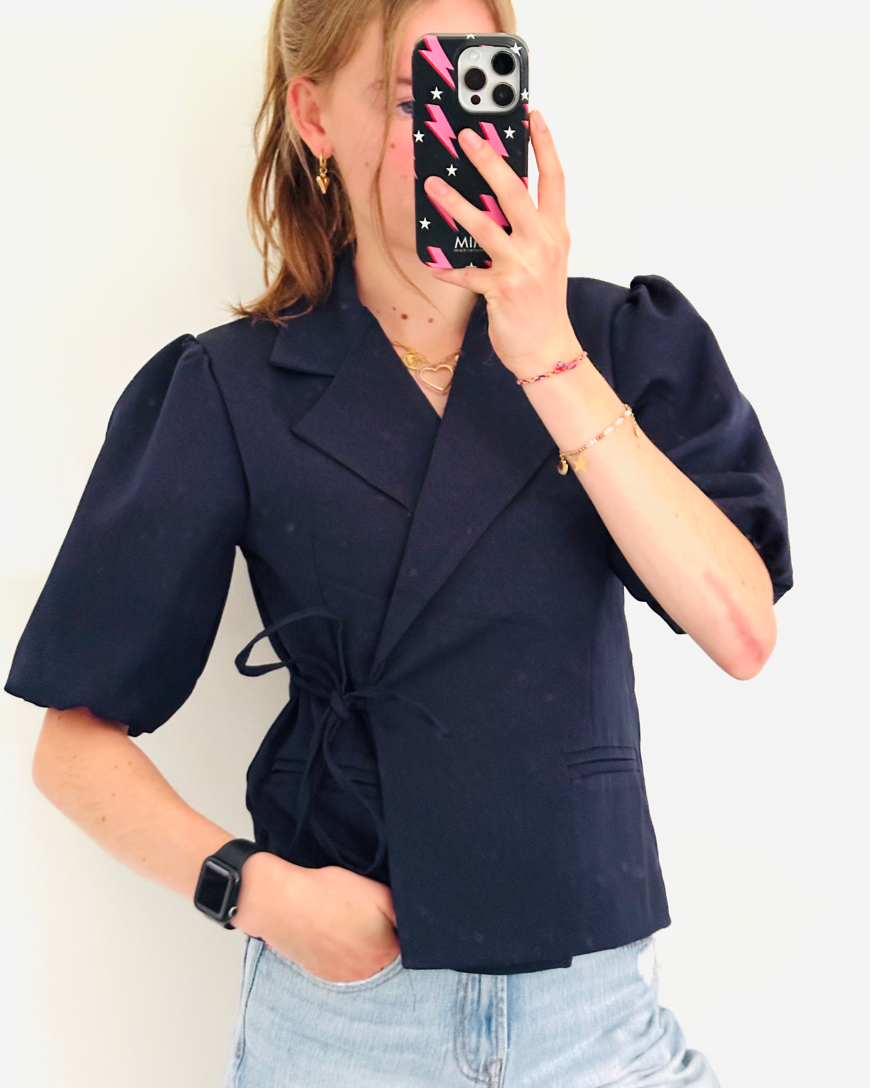 Elin wrap blazer navy