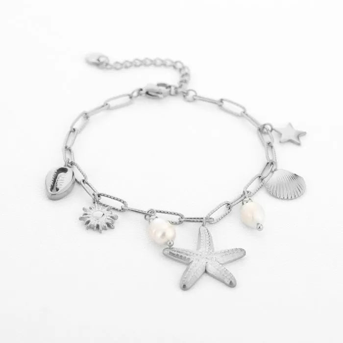 armband summer shell zilver