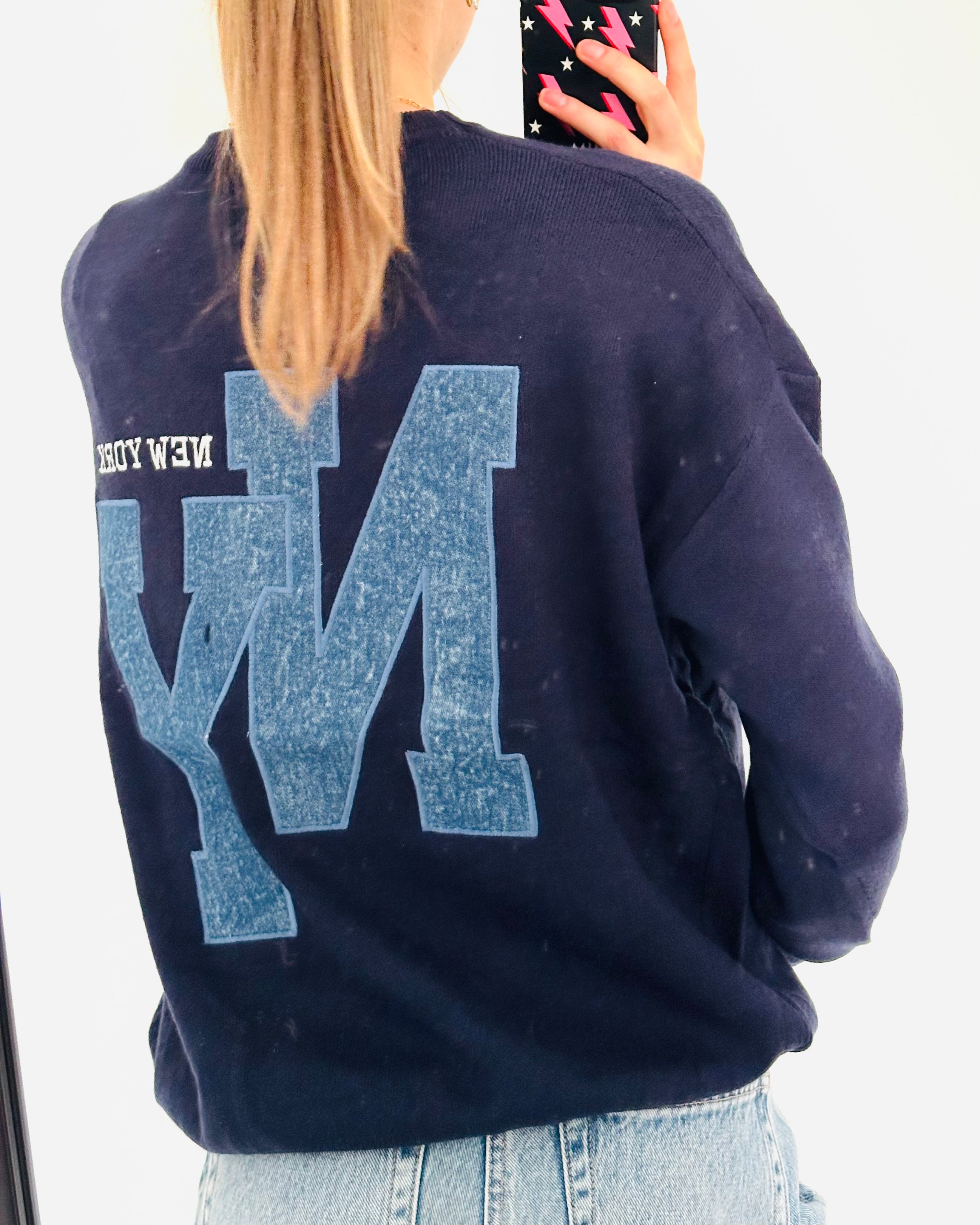 New York trui navy denim