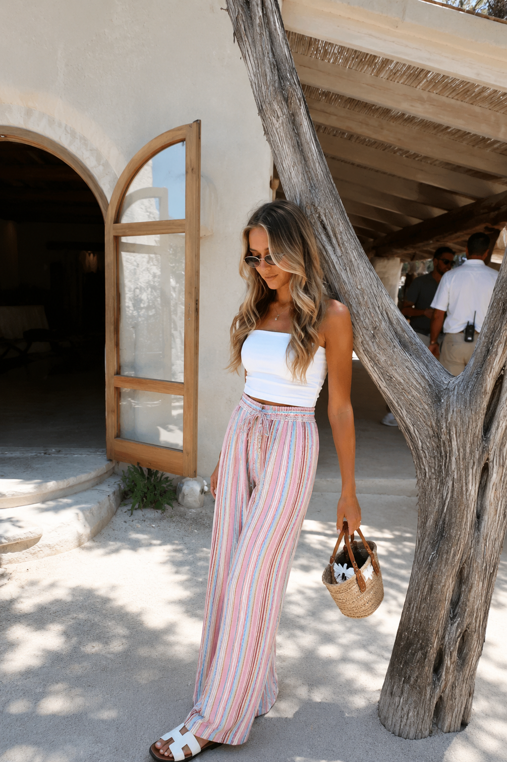 Summer pants striped pink