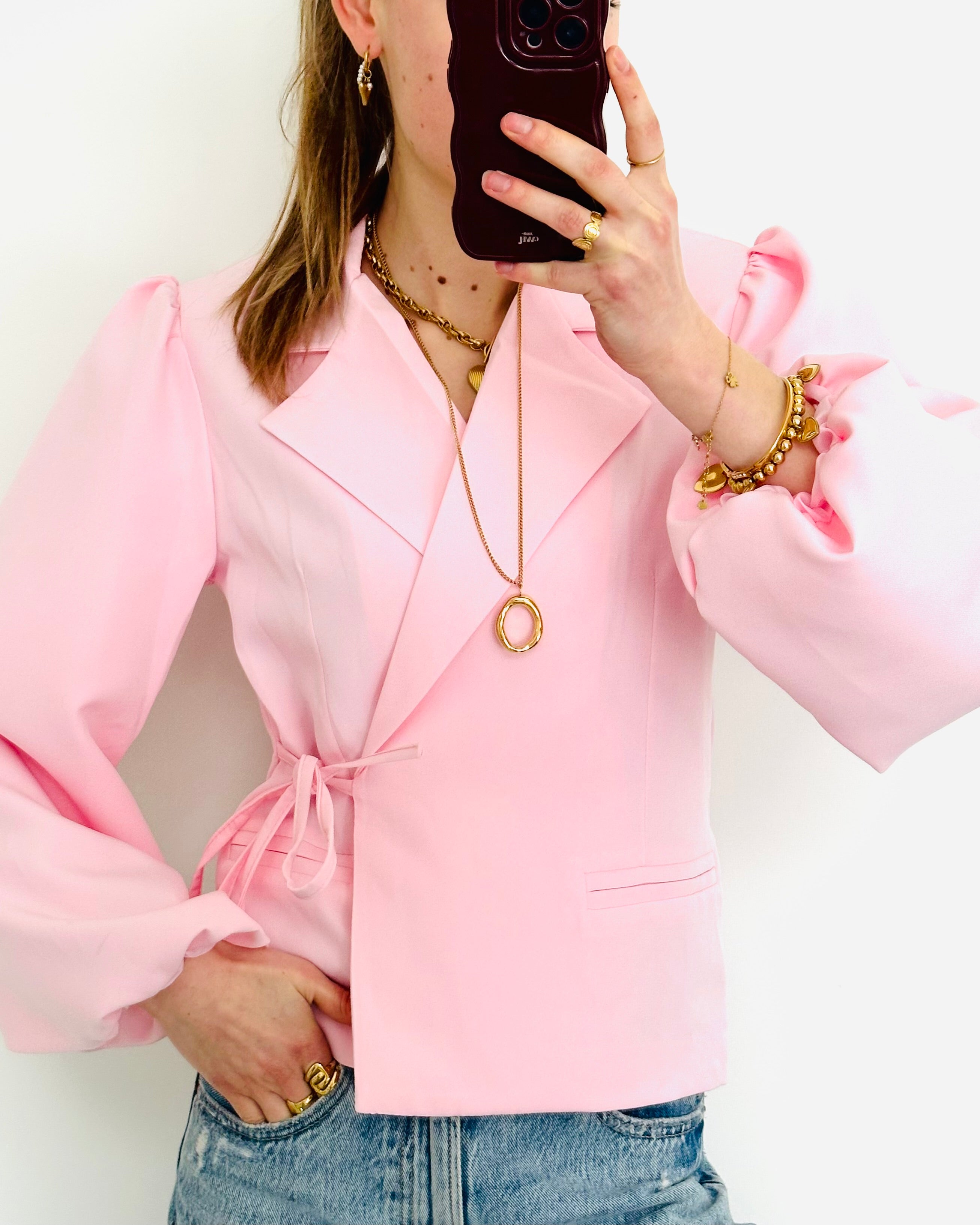 Elin wrap blazer roze