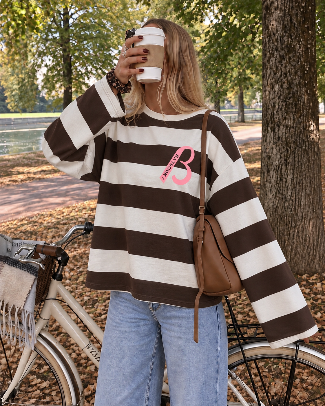 Brooklyn sweatshirt brown white