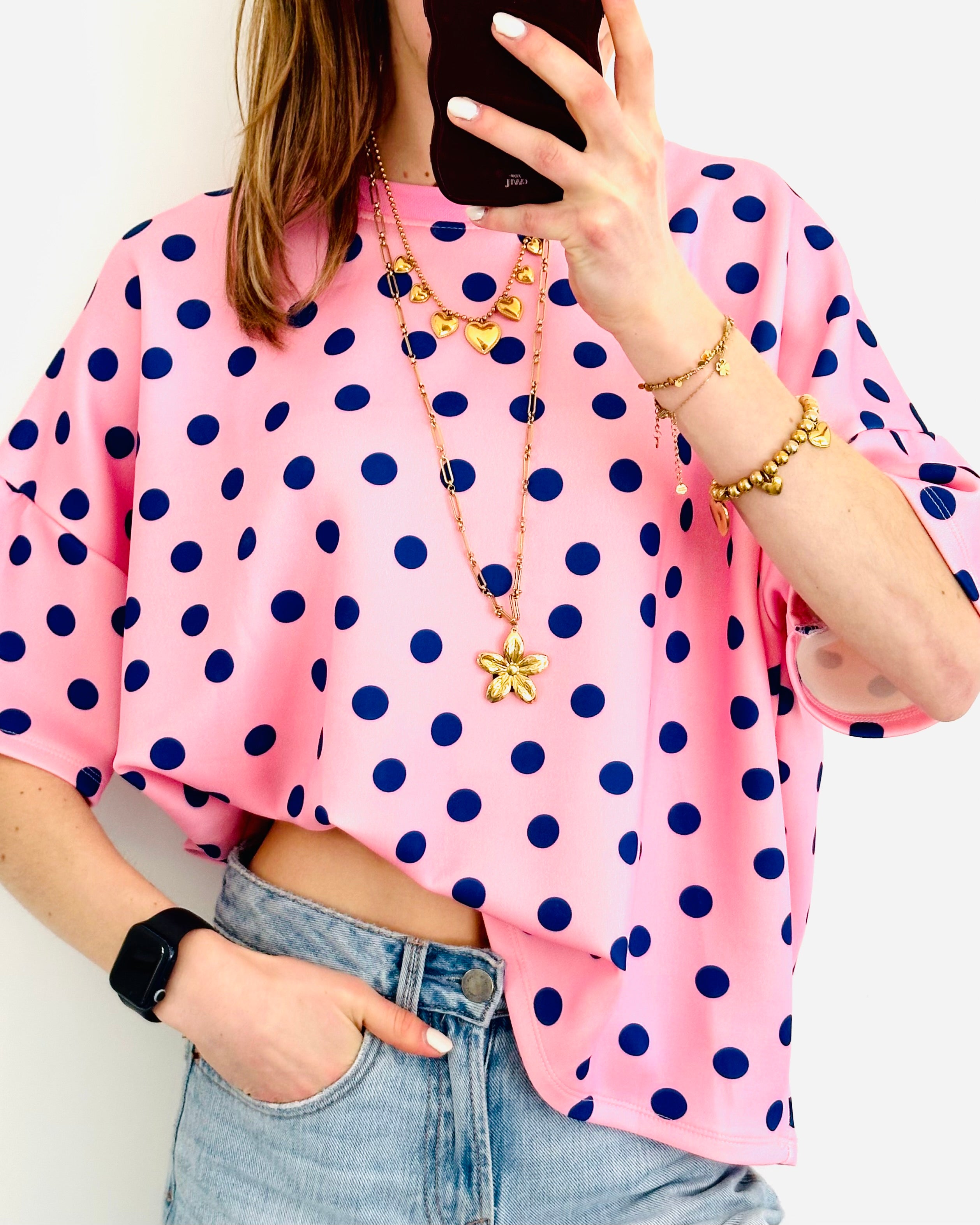 Casual dots sweatshirt pink kobalt