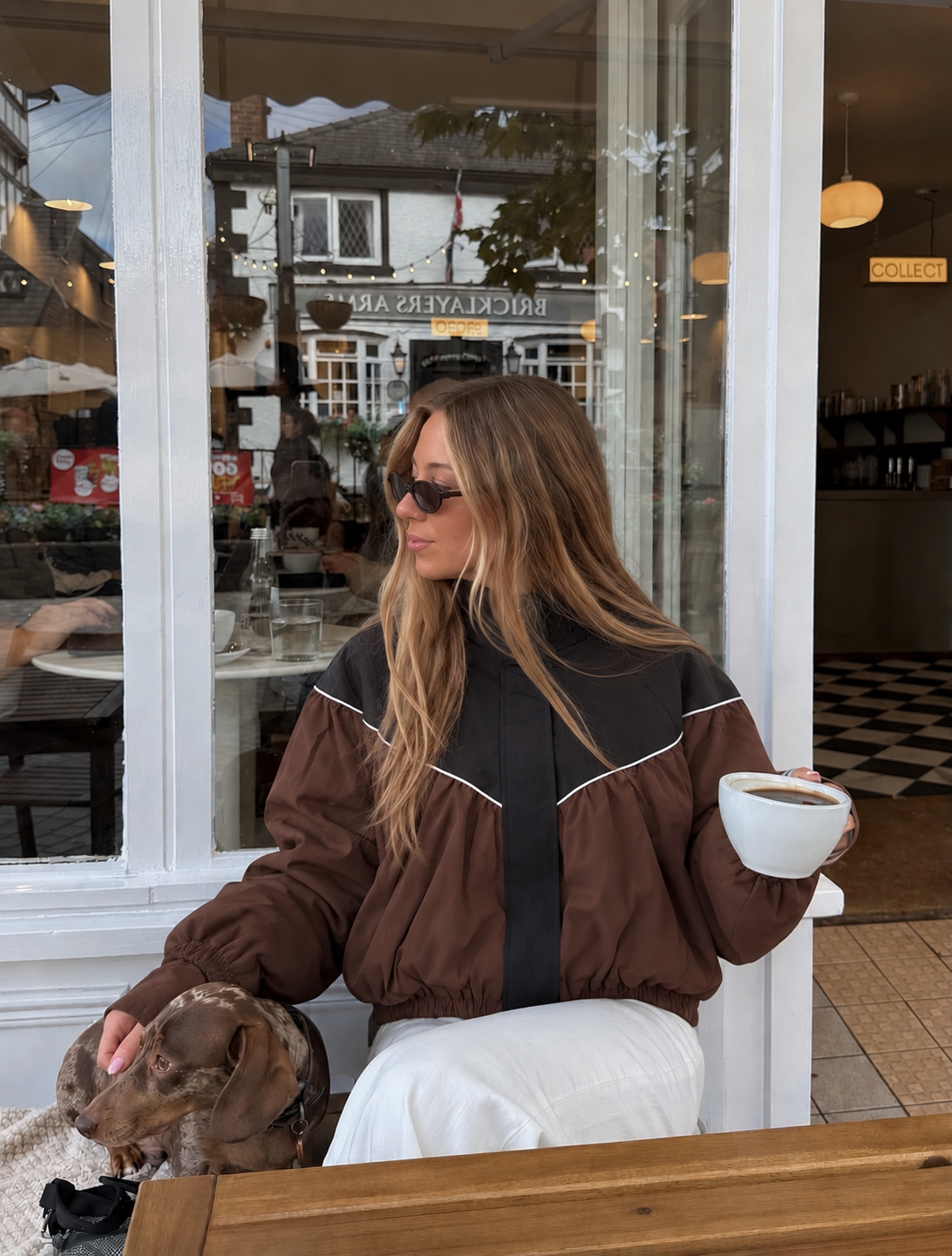Riley Contrast Bomber Jacket Brown/black
