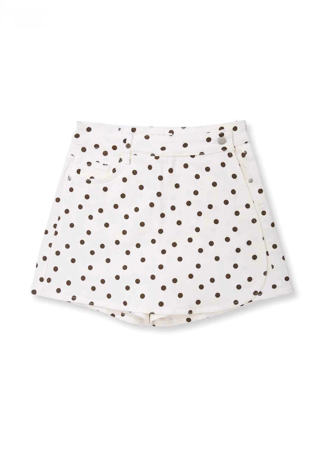 polka dot skirt omslag wit bruin