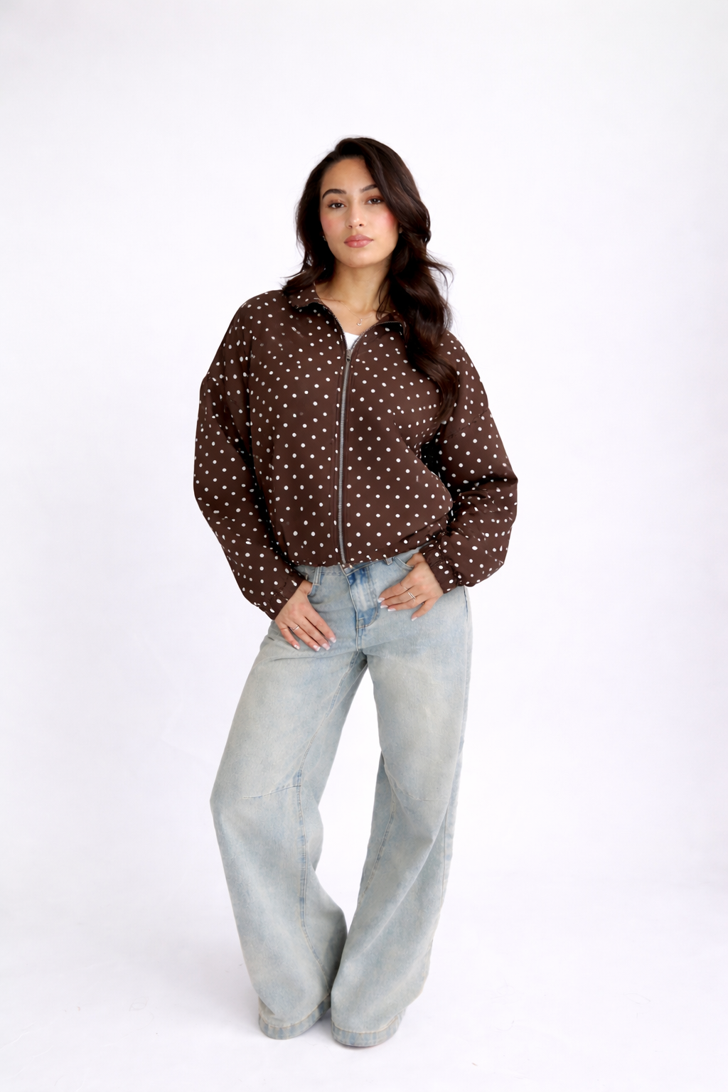 Limited polka dots jacket brown