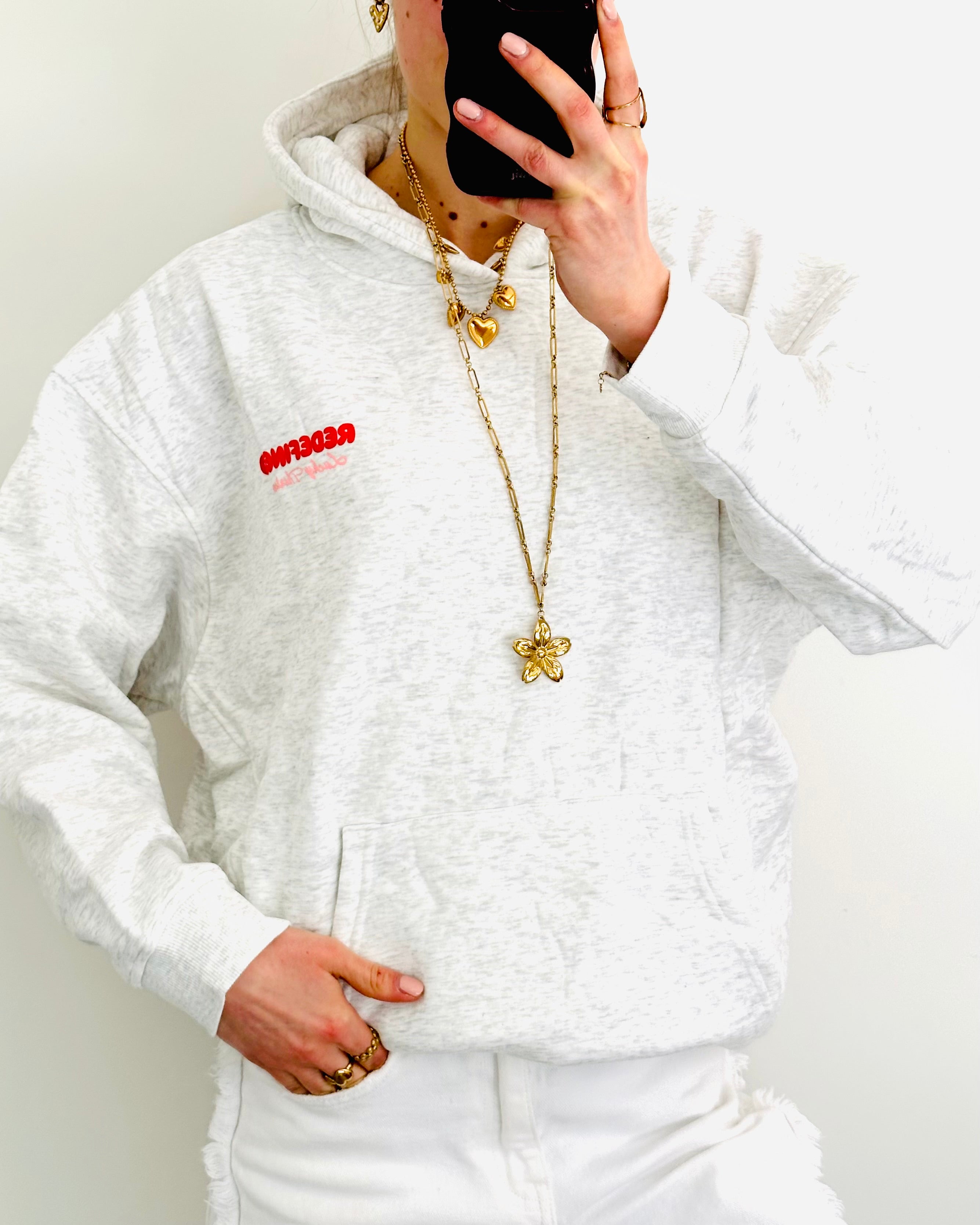 Redefined bow hoodie pink red