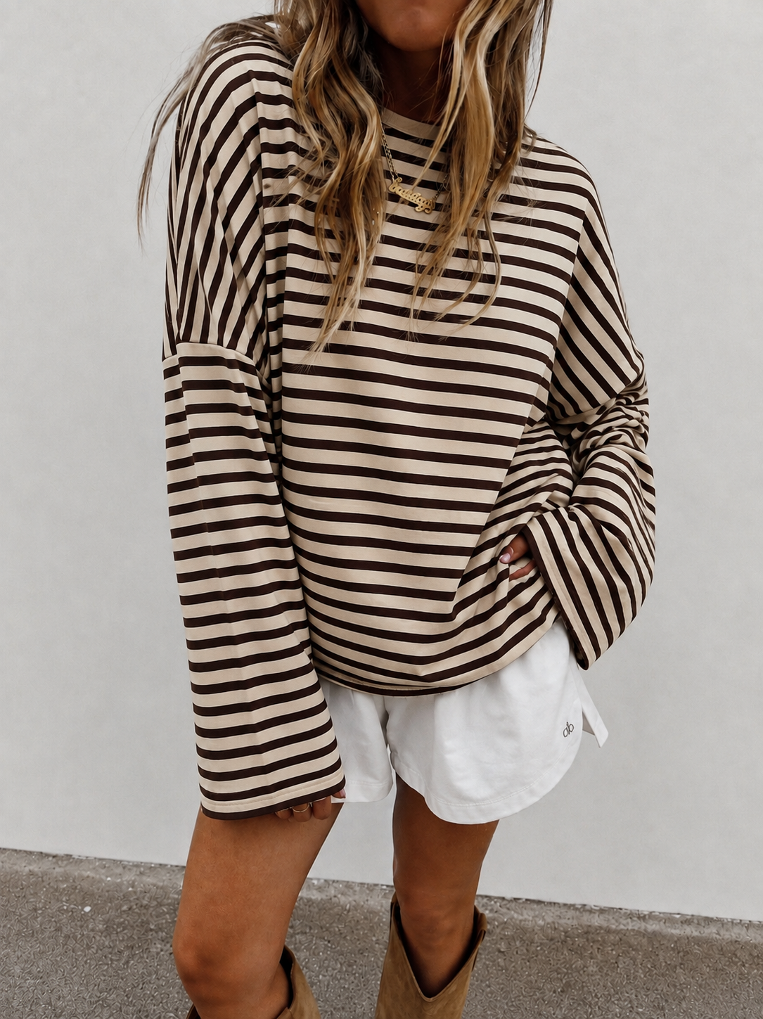 Striped longsleeve beige brown