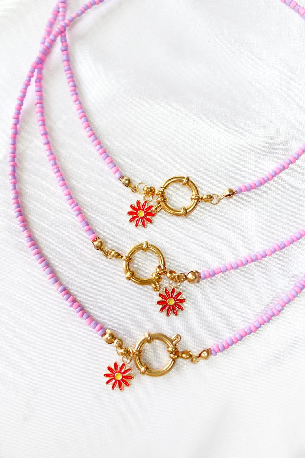 Kralen ketting multi flower