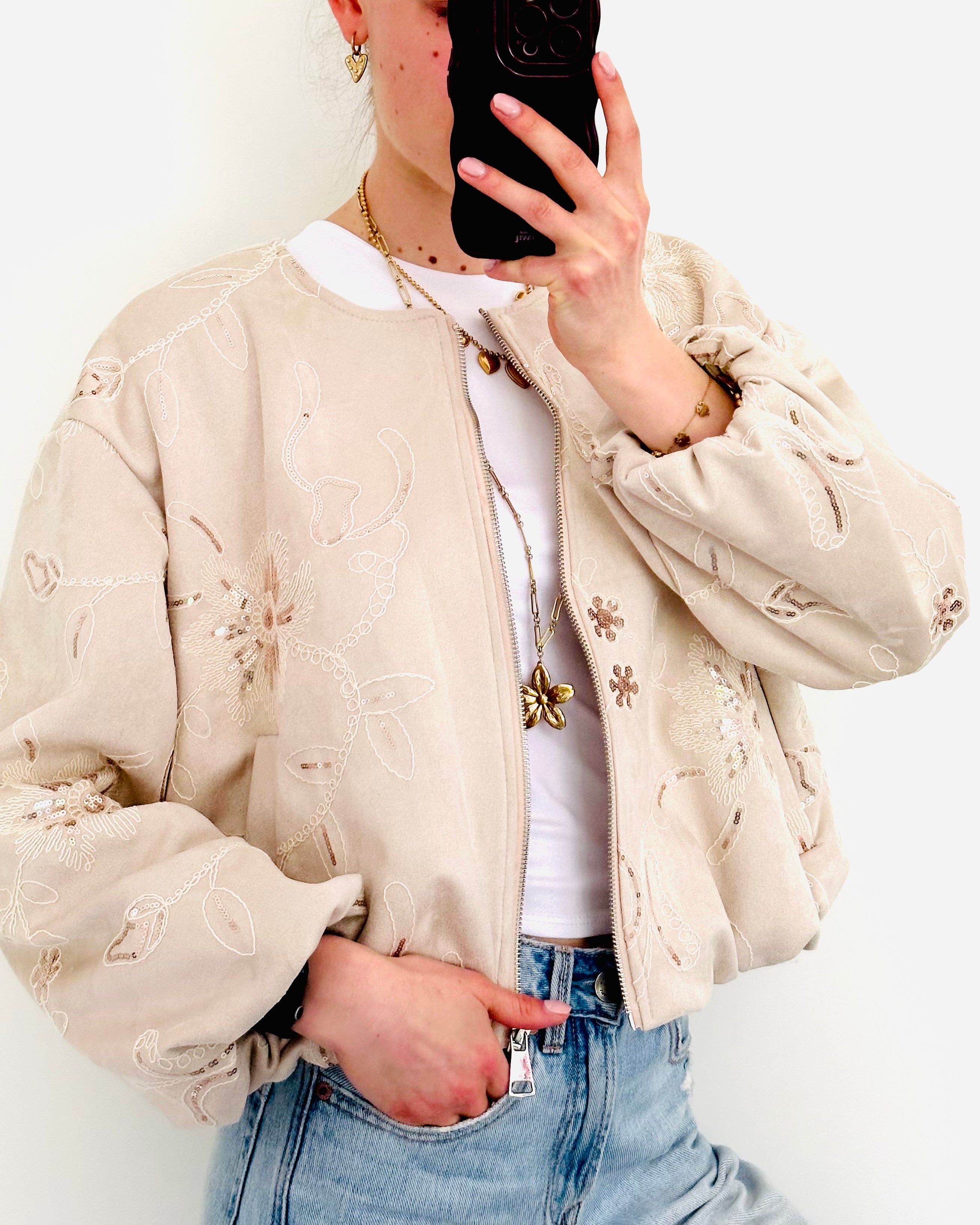 Limited shine jacket suede beige