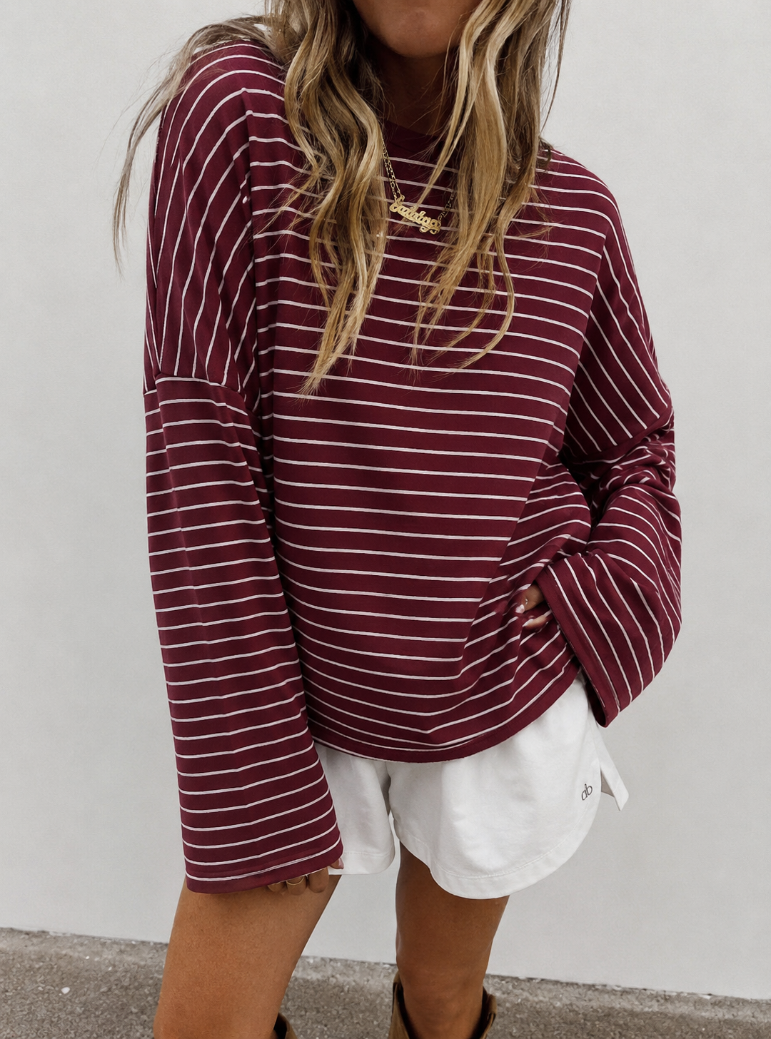Striped longsleeve Bordeaux white