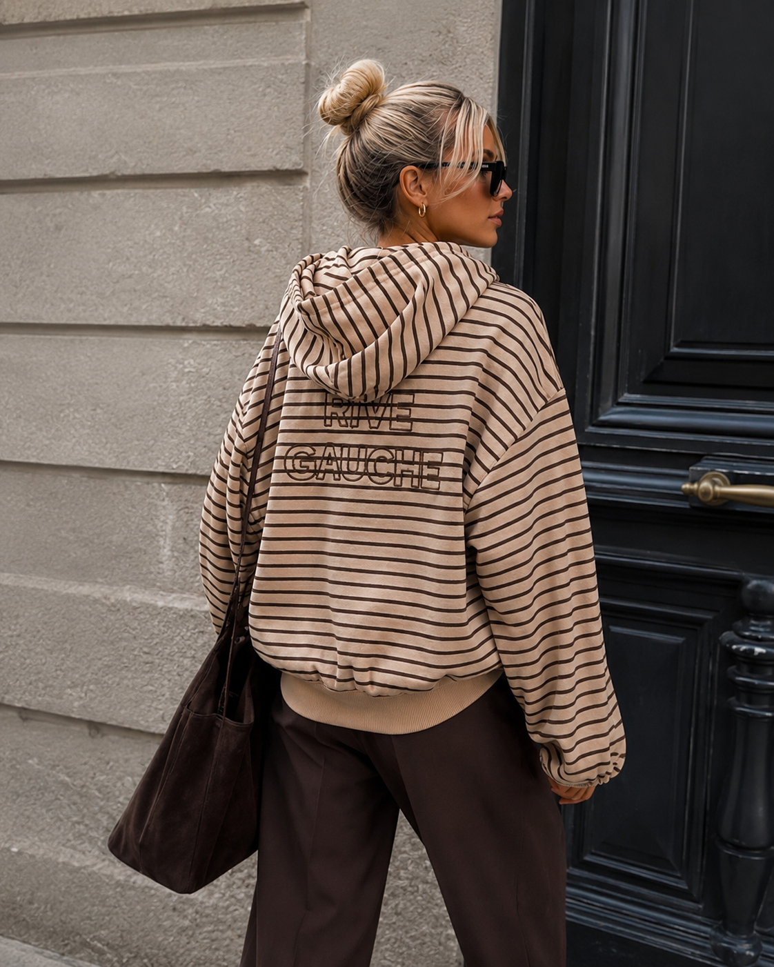 Zipper rive cauche striped beige