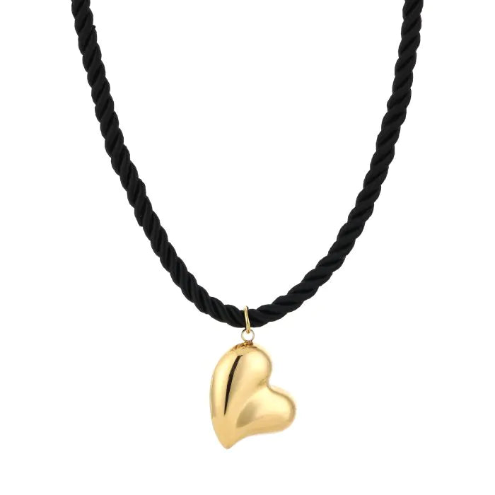 Heart rope ketting zwart