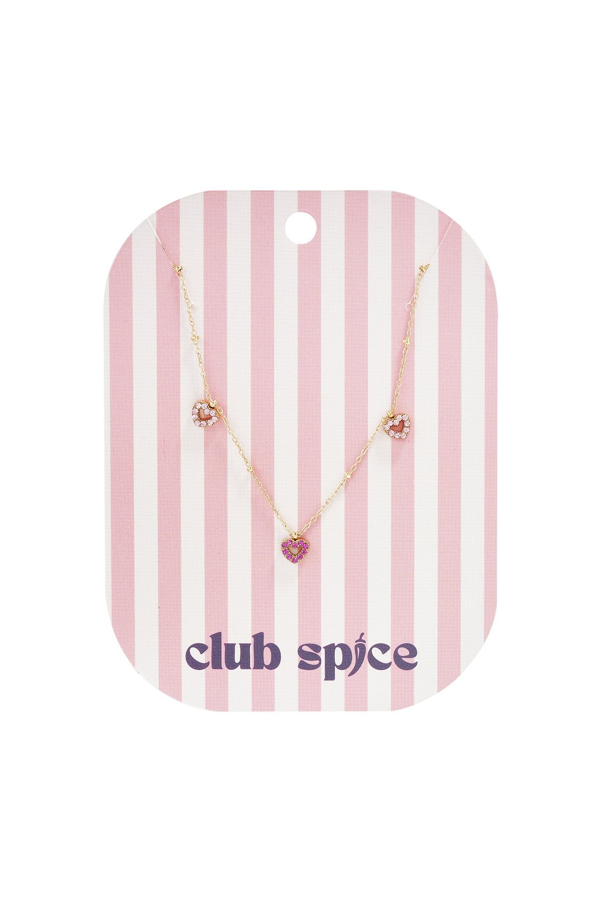 Triple heart ketting shimmer goud roze