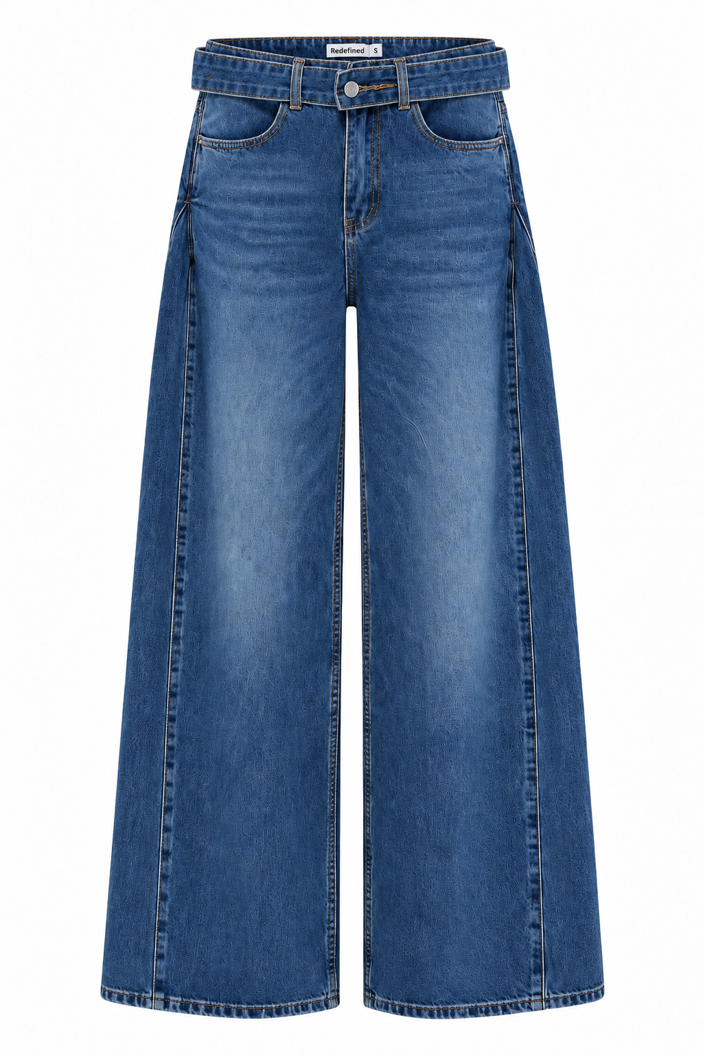 Redefined belted wide leg dark blue
